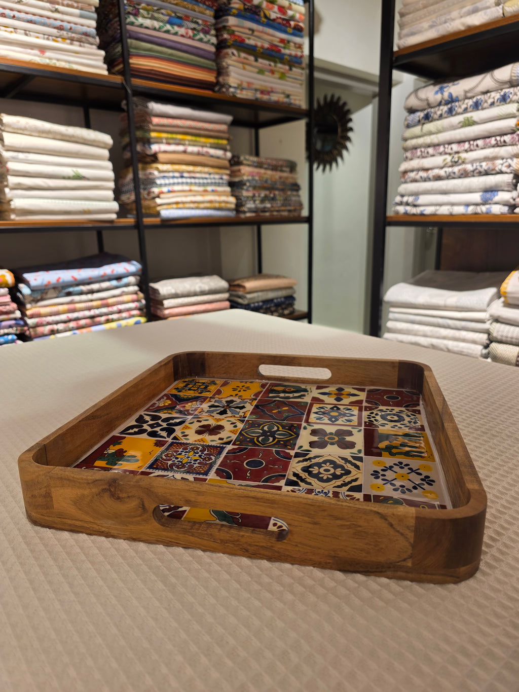 Wooden Square Resin Tray