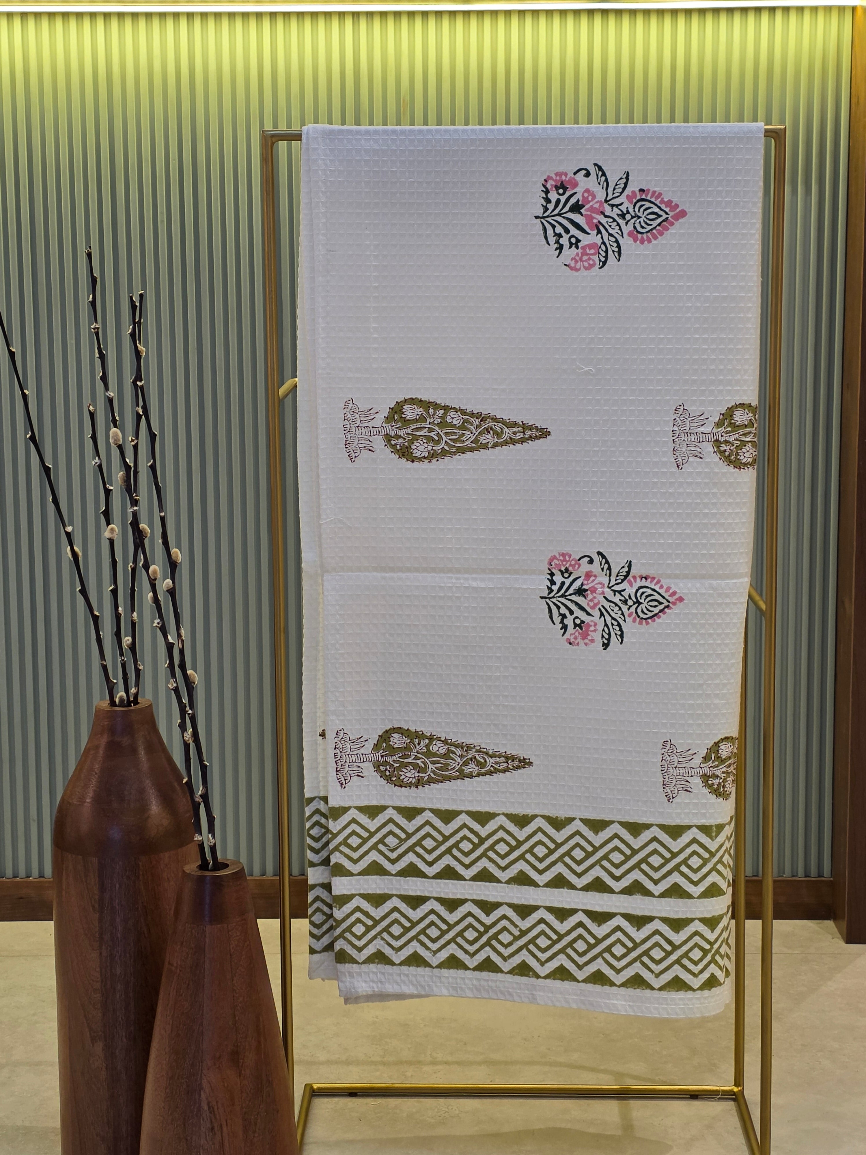 Pure Cotton Hand Block Print Bath Towel