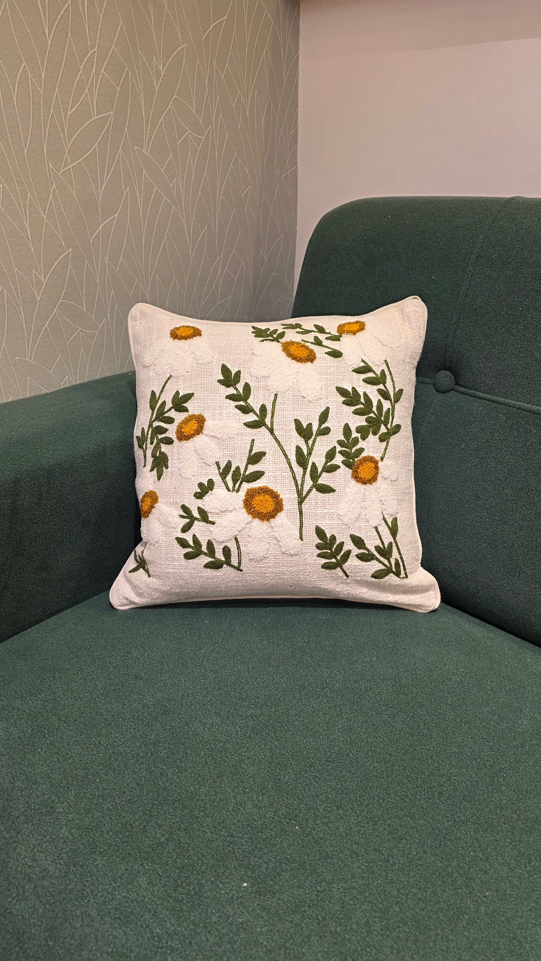 Embroidered Jute Cushion Cover – 16 x 16 inches