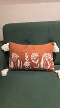 Embroidered Jute Lumbar Cushion Cover – 12 x 20 inches