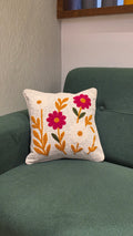 Embroidered Jute Cushion Cover – 16 x 16 inches