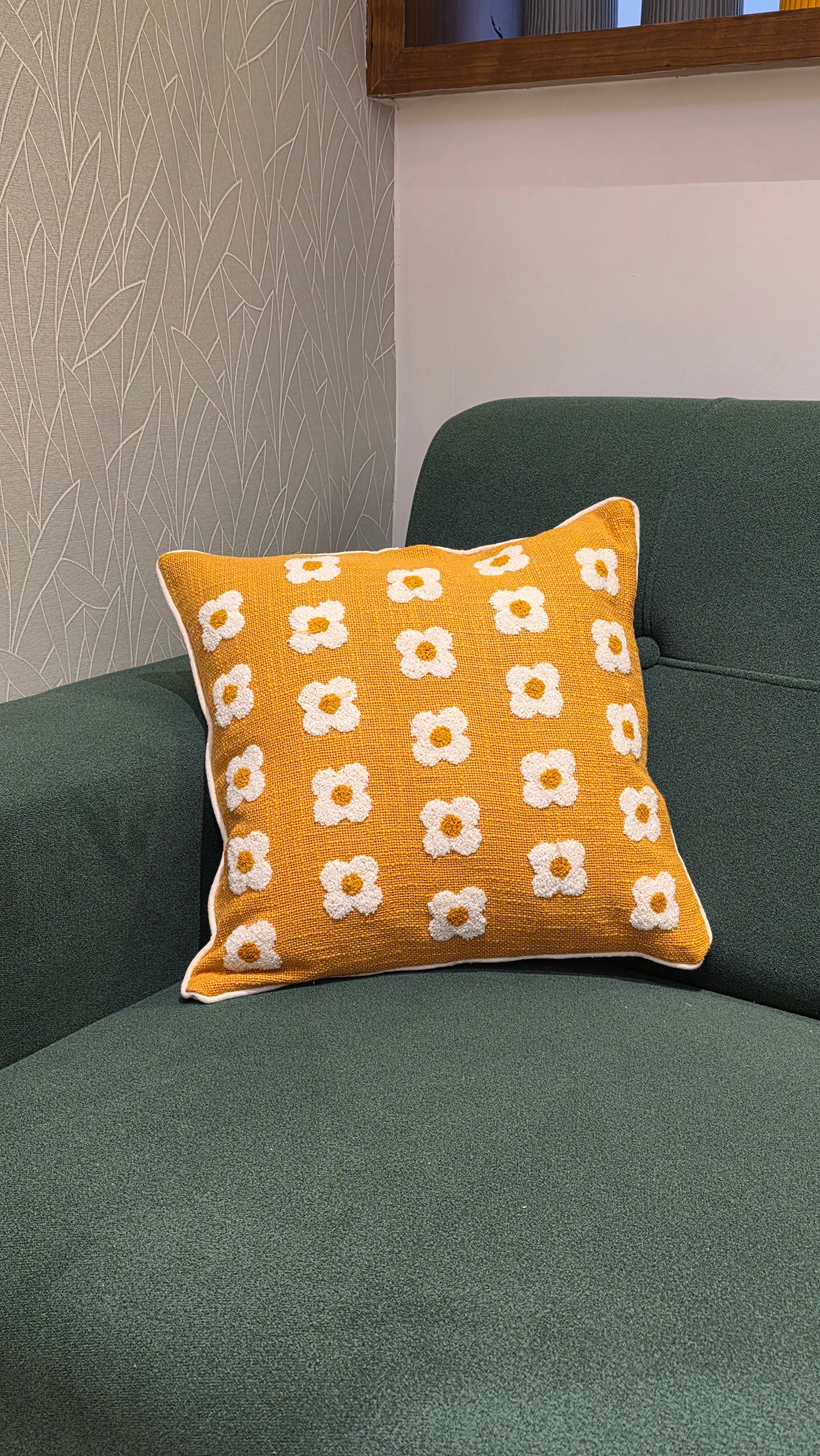 Embroidered Jute Cushion Cover – 16 x 16 inches