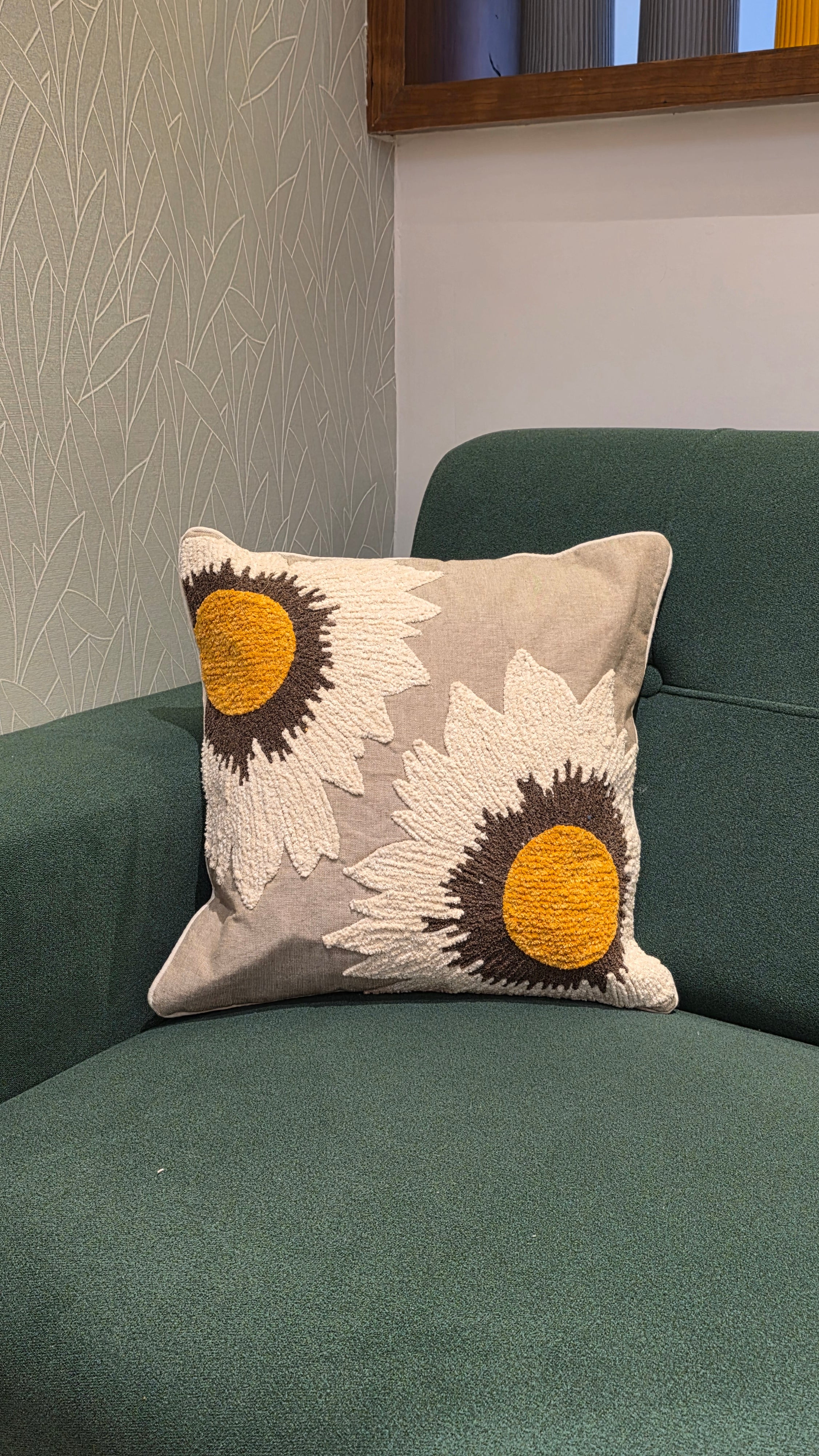 Embroidered Jute Cushion Cover – 16 x 16 inches