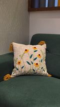 Embroidered Jute Cushion Cover – 16 x 16 inches