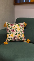 Embroidered Jute Cushion Cover – 16 x 16 inches