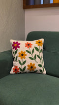 Embroidered Jute Cushion Cover – 16 x 16 inches