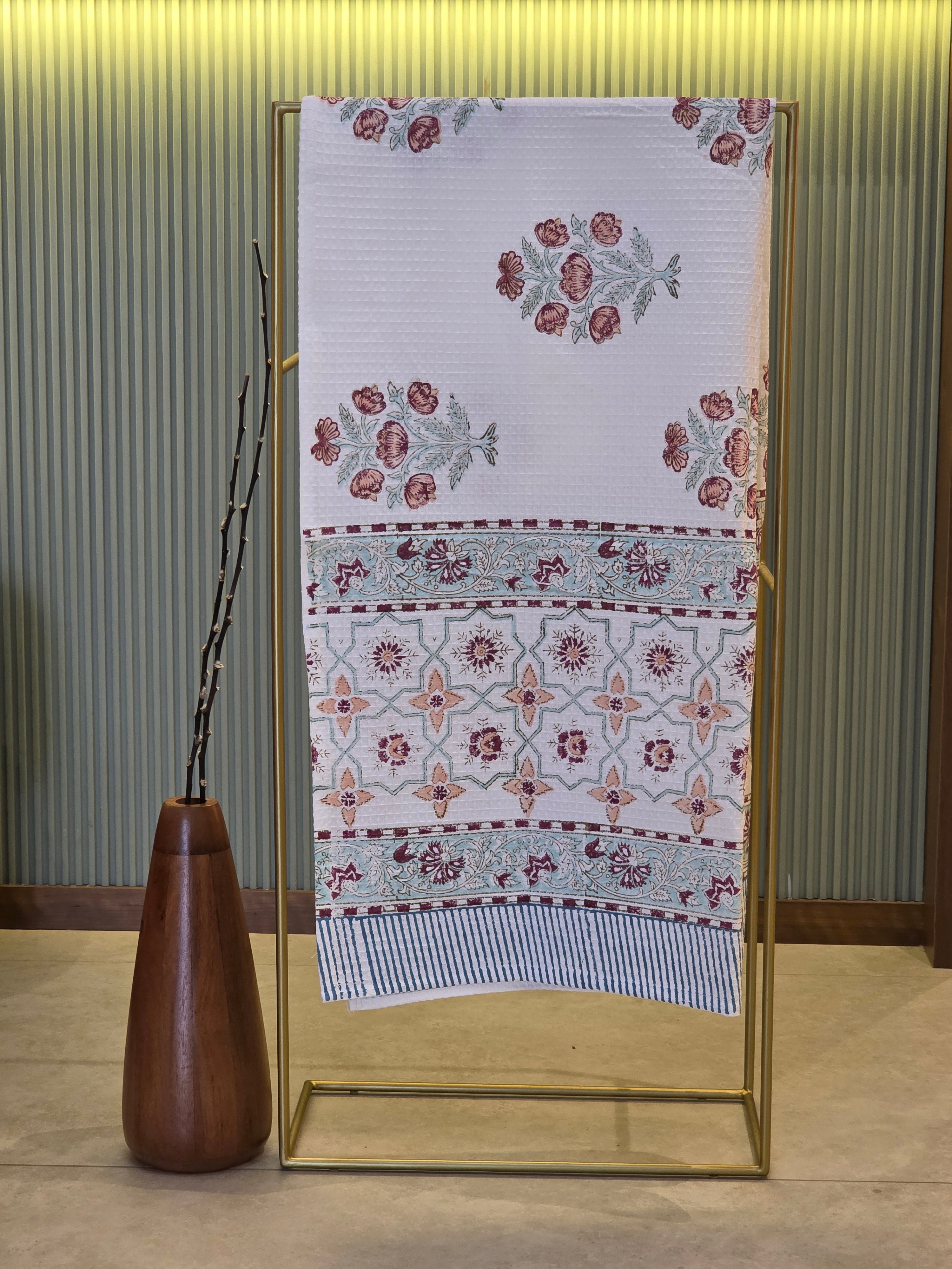 Pure Cotton Hand Block Print Bath Towel