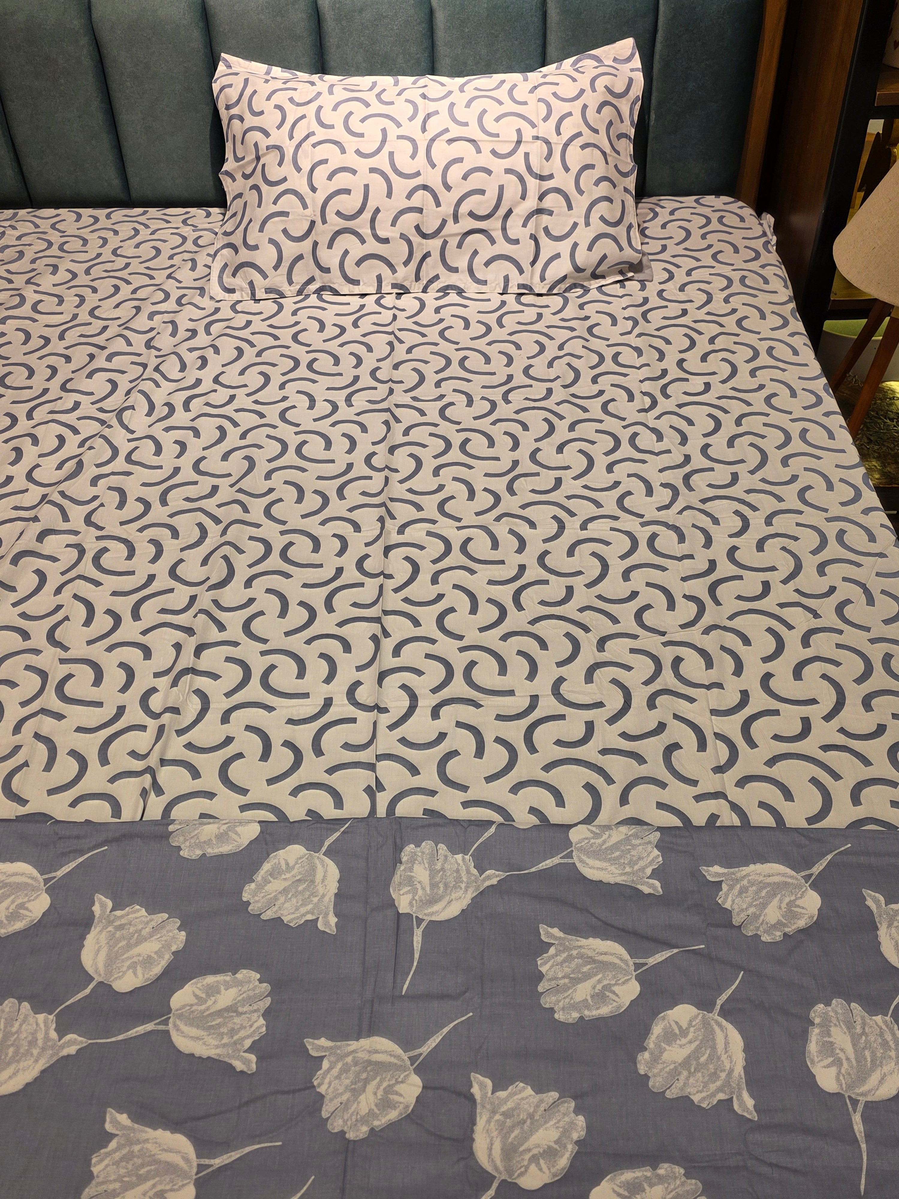 Premium Single Bedsheet & Reversible Dohar Set