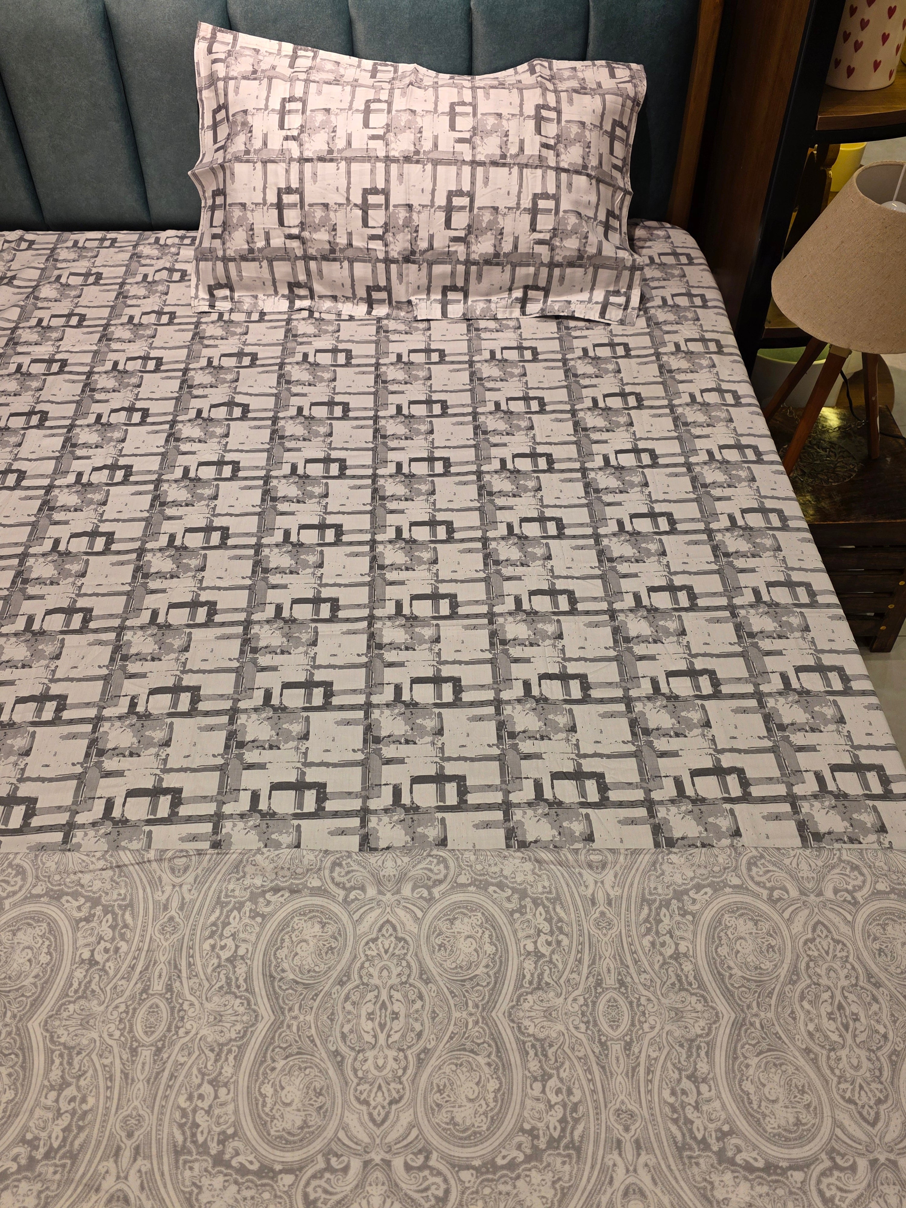 Premium Single Bedsheet & Reversible Dohar Set