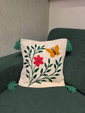 Embroidered Jute Cushion Cover – 16 x 16 inches