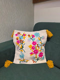 Embroidered Jute Cushion Cover – 16 x 16 inches