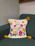 Embroidered Jute Cushion Cover – 16 x 16 inches