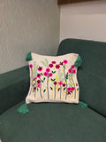 Embroidered Jute Cushion Cover – 16 x 16 inches