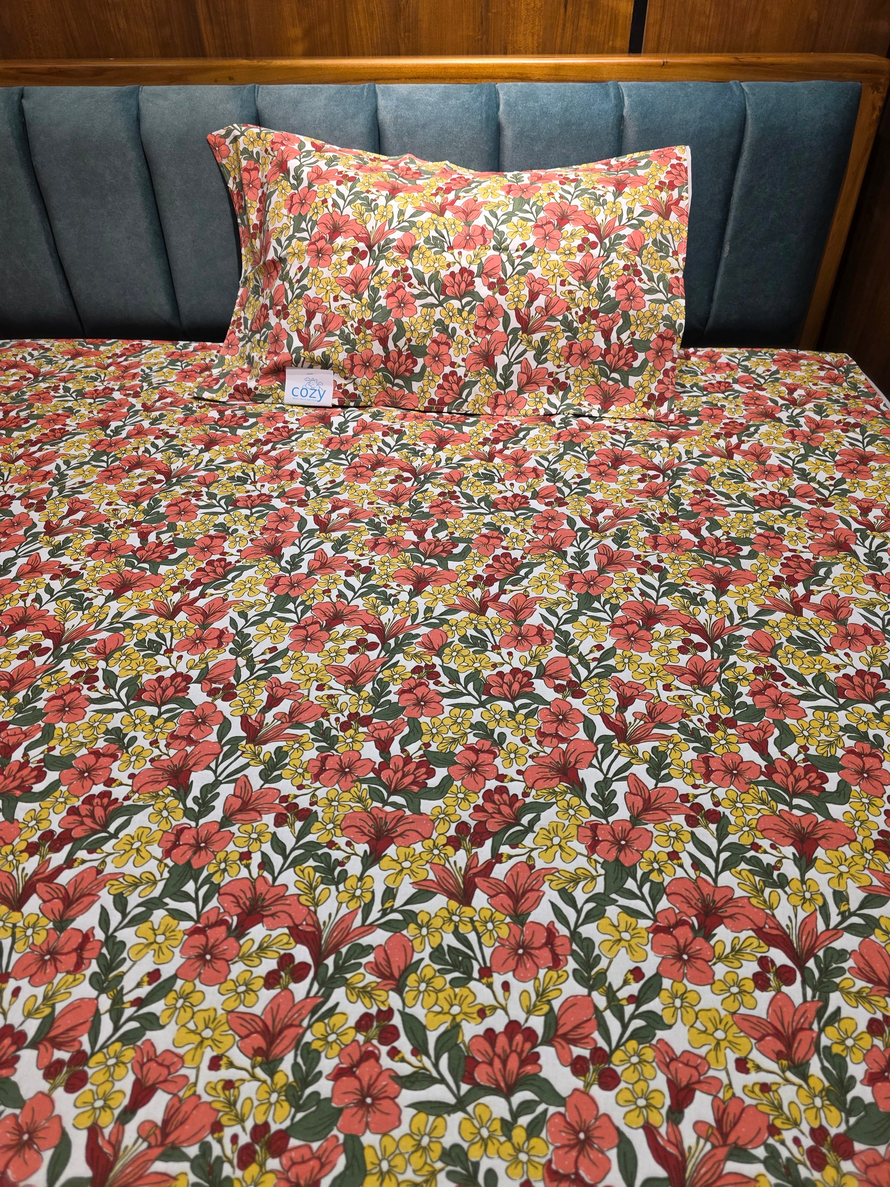 Pure Cotton Single Bedsheet Set