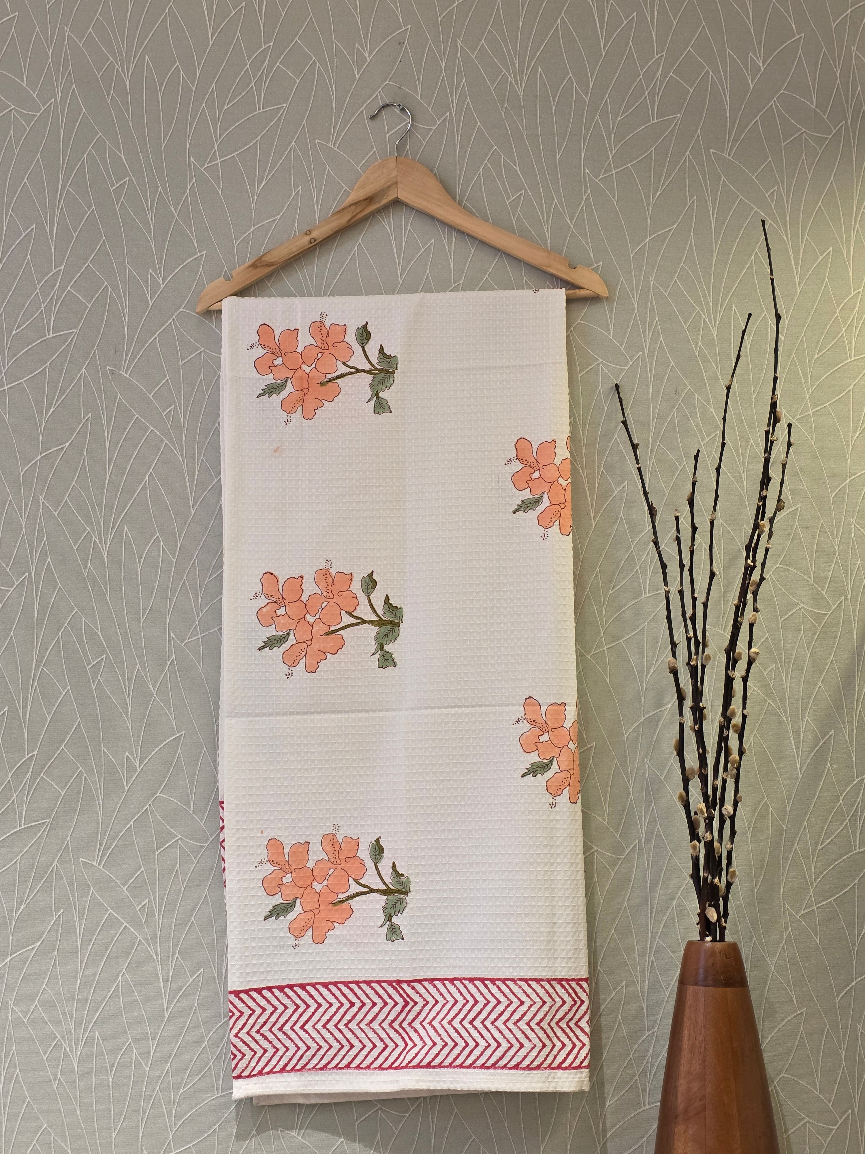 Pure Cotton Hand Block Print Bath Towel