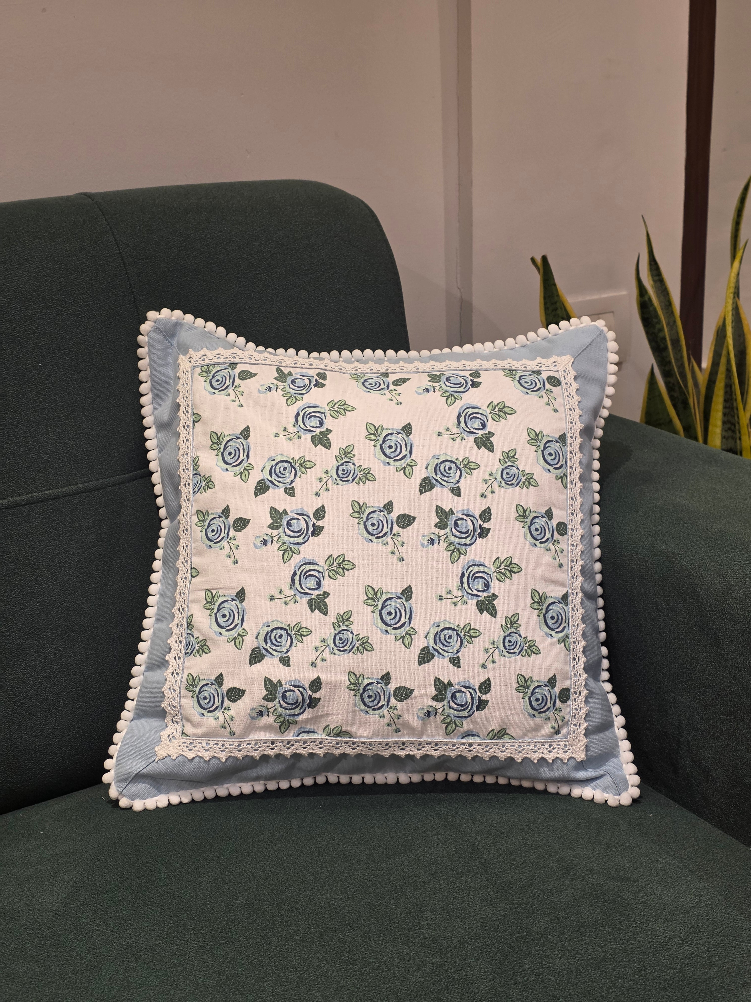Lace Floral Cushion Cover – 16 x 16 inches