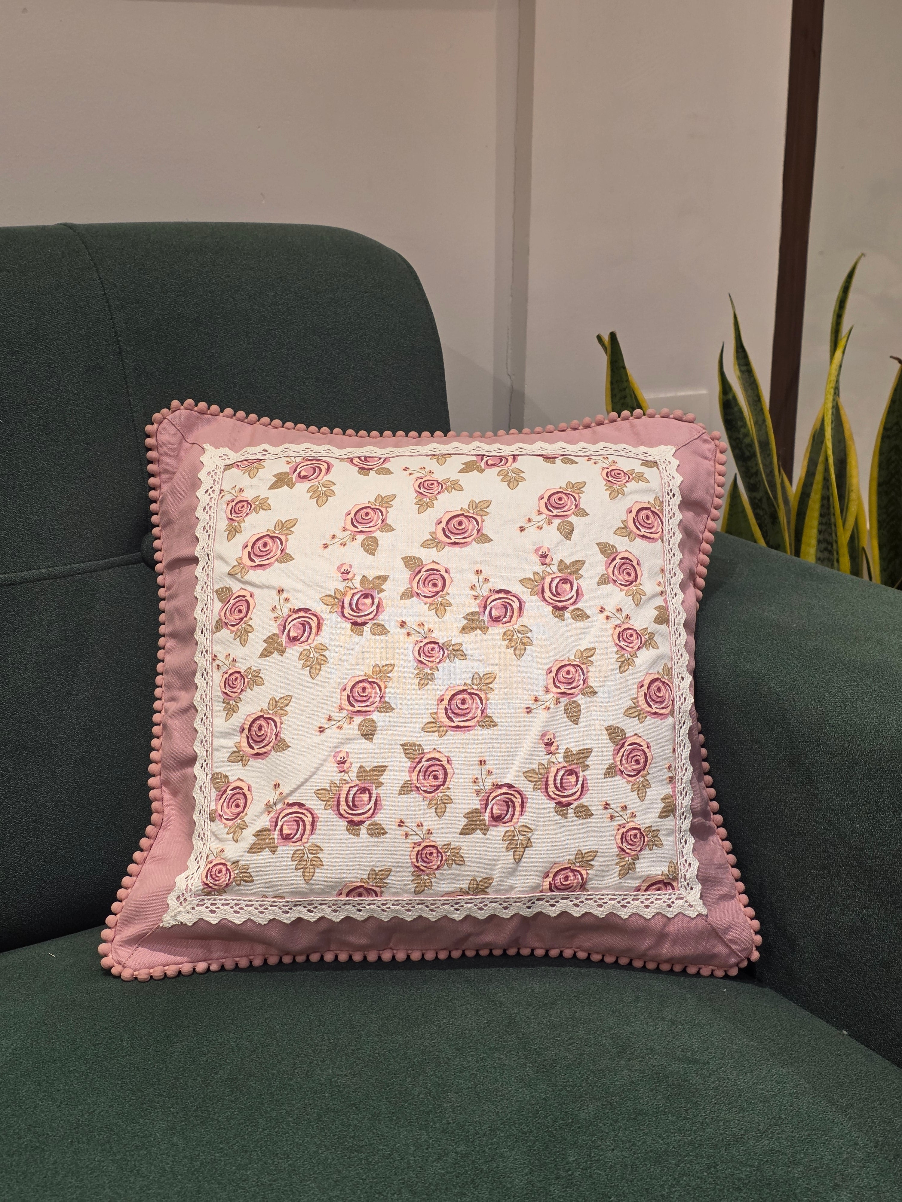Lace Floral Cushion Cover – 16 x 16 inches