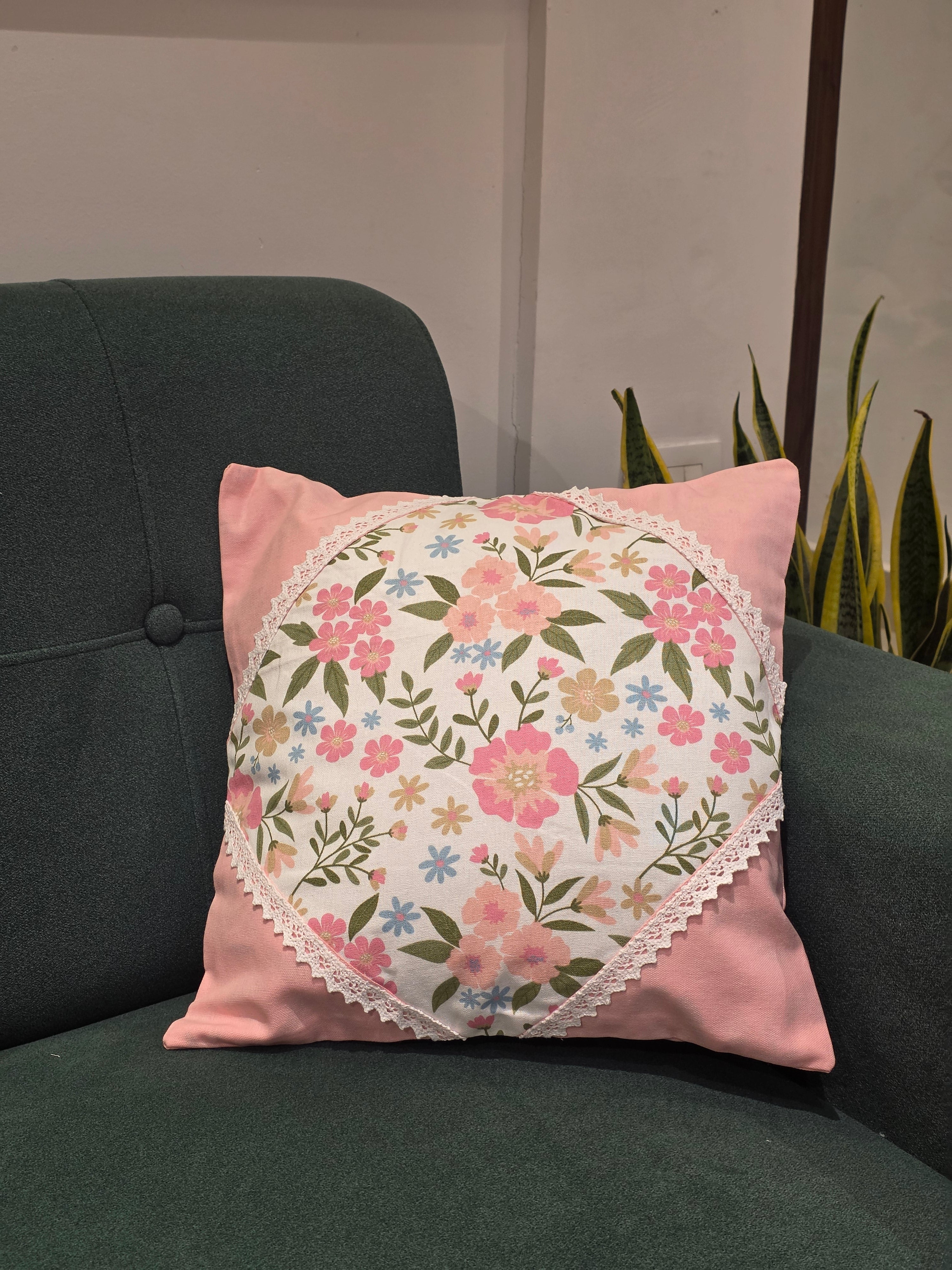 Lace Floral Cushion Cover – 16 x 16 inches