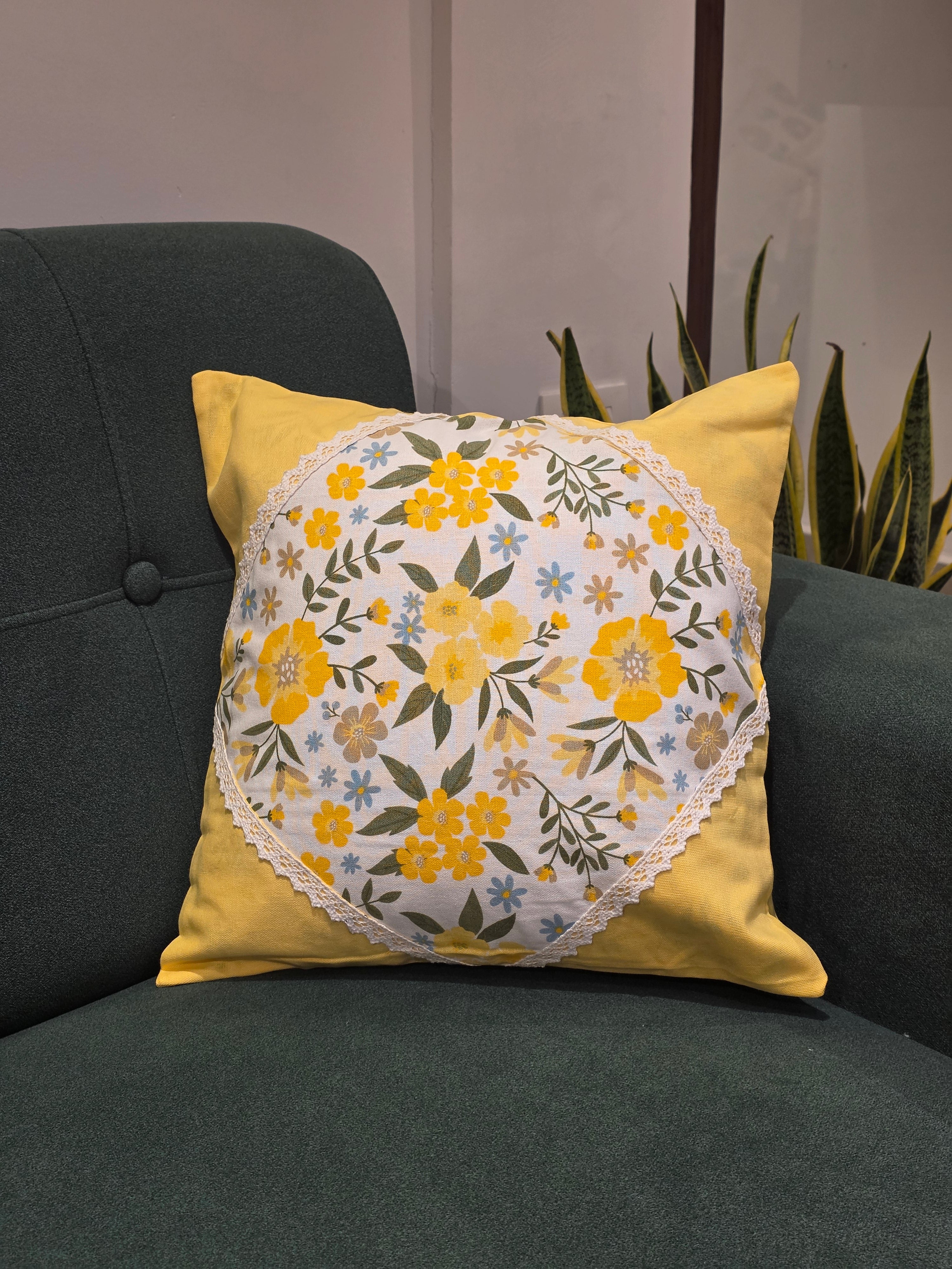 Lace Floral Cushion Cover – 16 x 16 inches