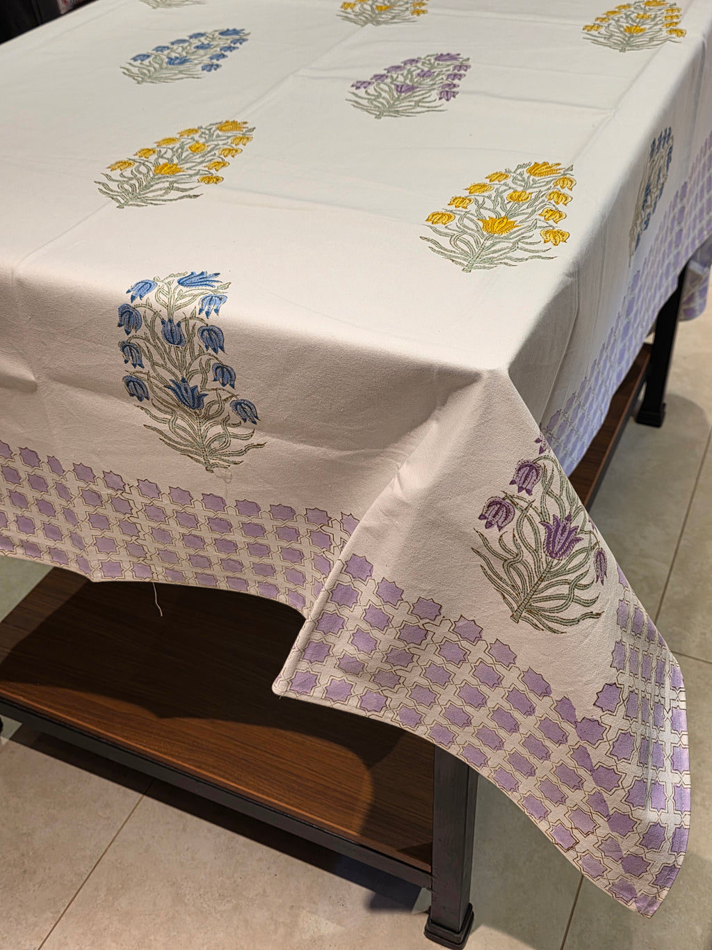 Hand Block Printed Table Cloth - 6 SEATER