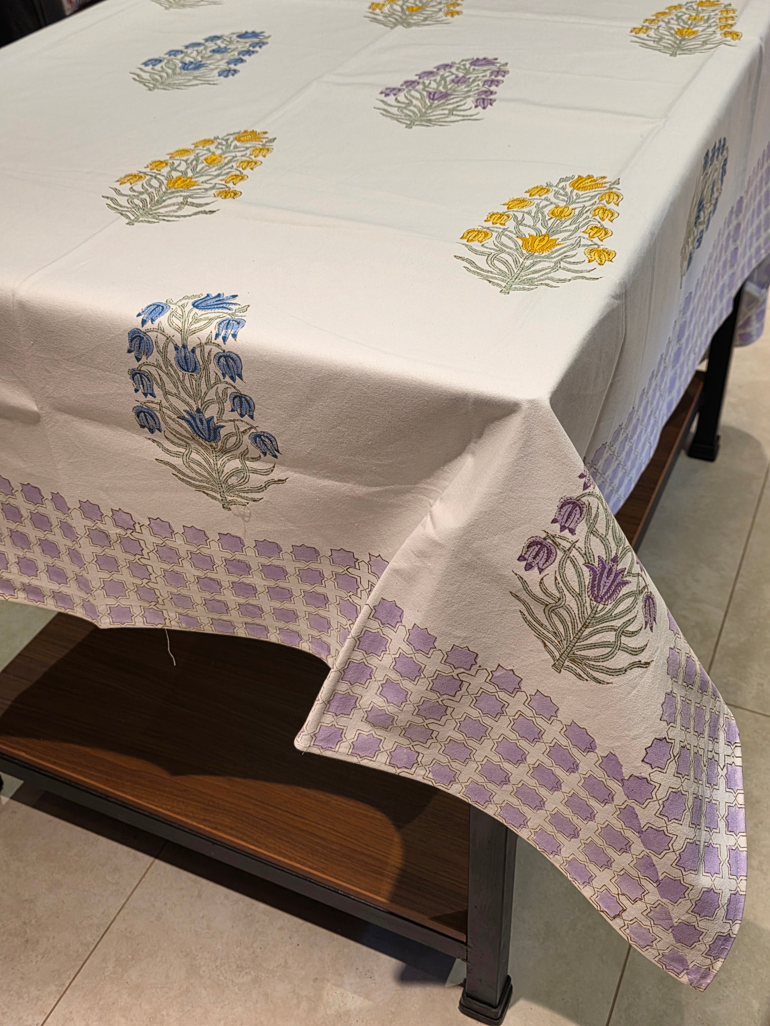 Hand Block Printed Table Cloth - 6 SEATER