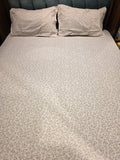 English Print Cotton Bedsheet Set with Hakoba Lace – King Size