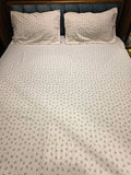 English Print Cotton Bedsheet Set with Hakoba Lace – King Size