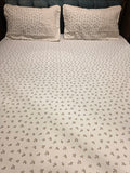 English Print Cotton Bedsheet Set with Hakoba Lace – King Size