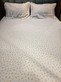 English Print Cotton Bedsheet Set with Hakoba Lace – King Size