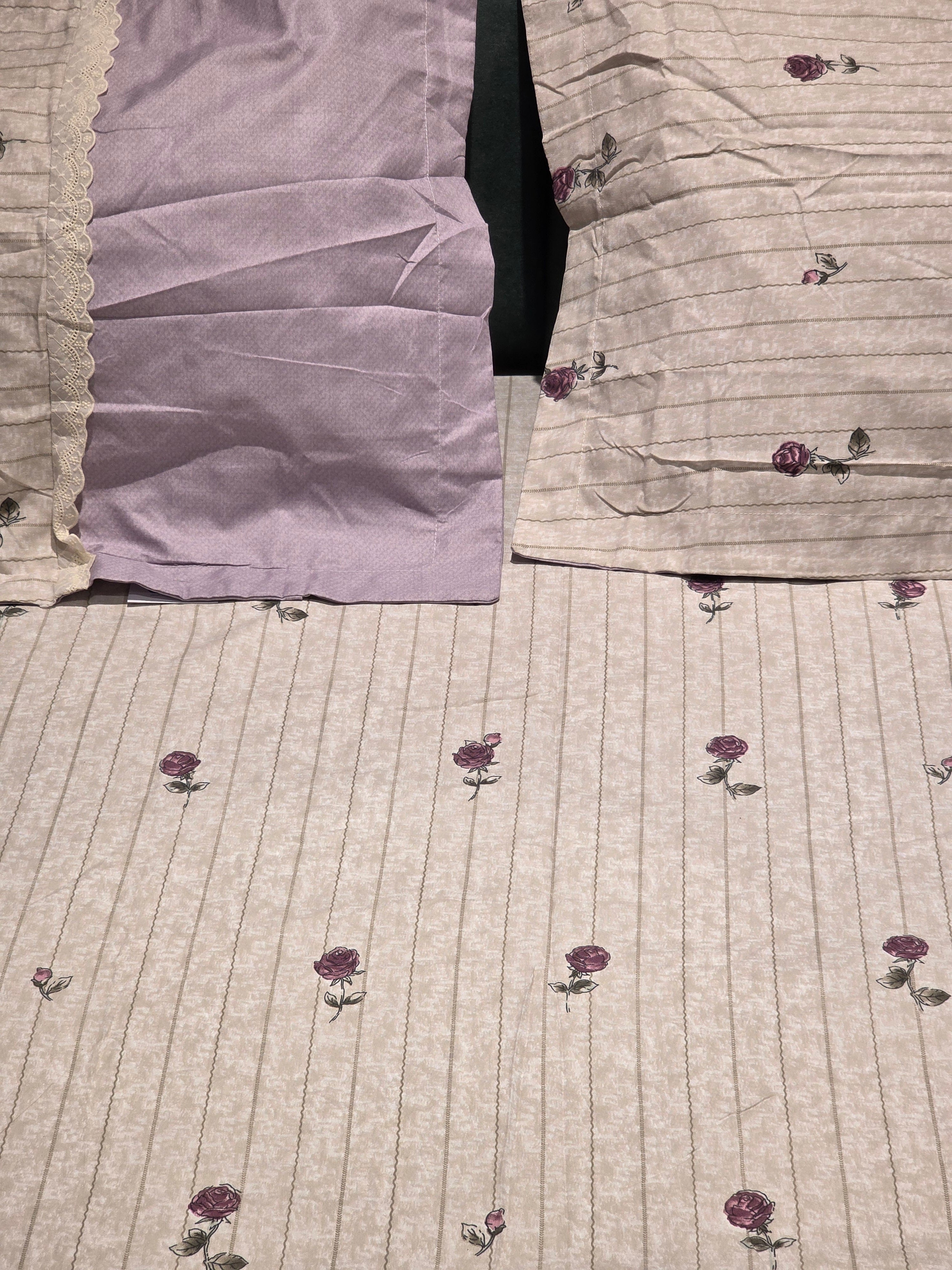 King Size Cotton Bedsheet Set with Hakoba Lace