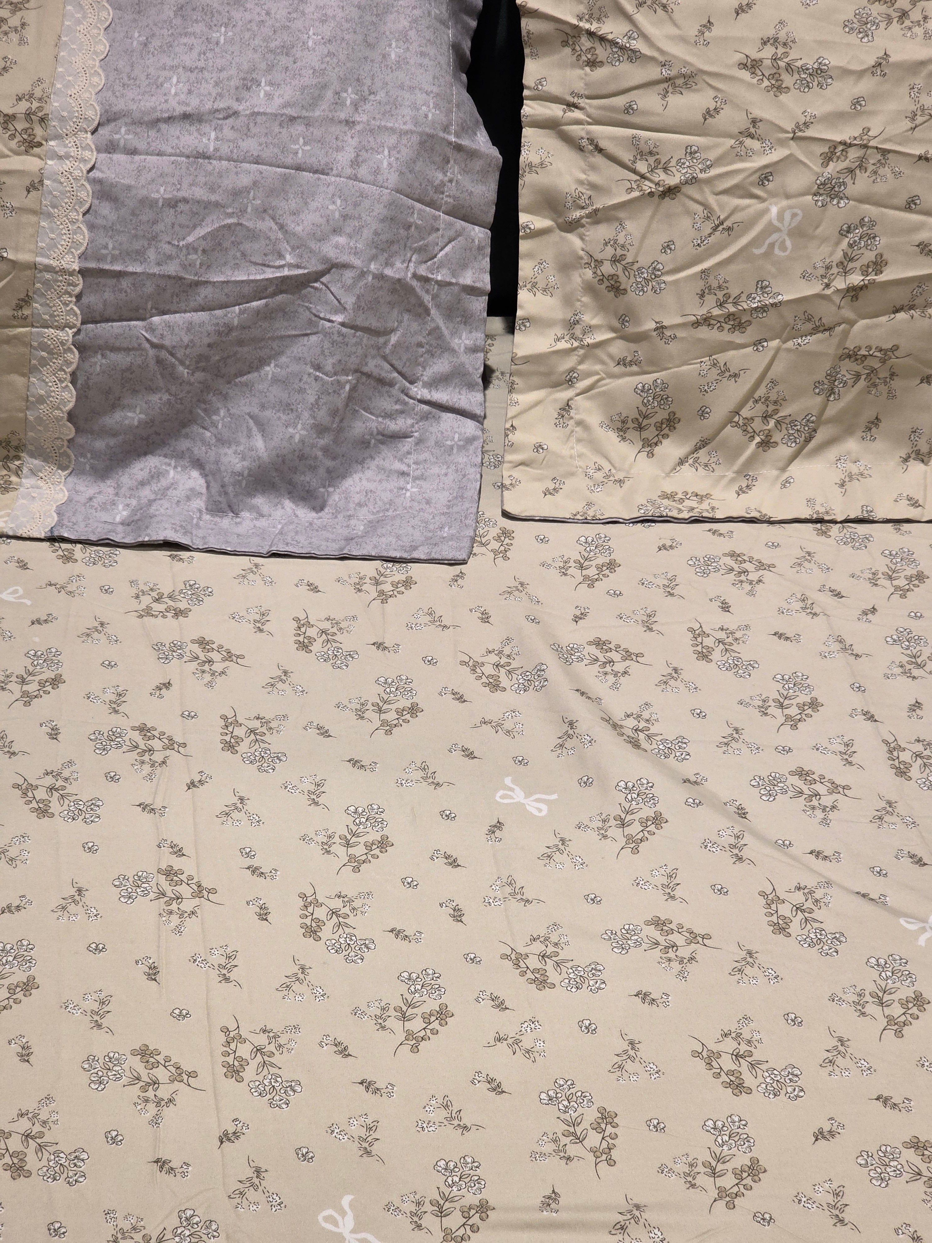 King Size Cotton Bedsheet Set with Hakoba Lace