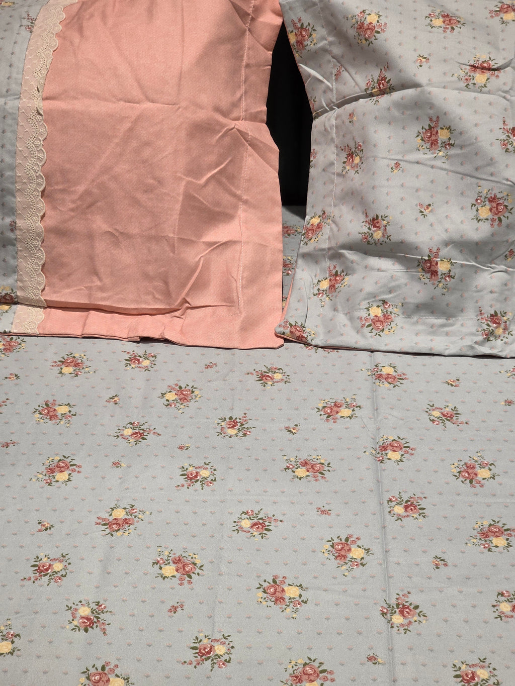 King Size Cotton Bedsheet Set with Hakoba Lace
