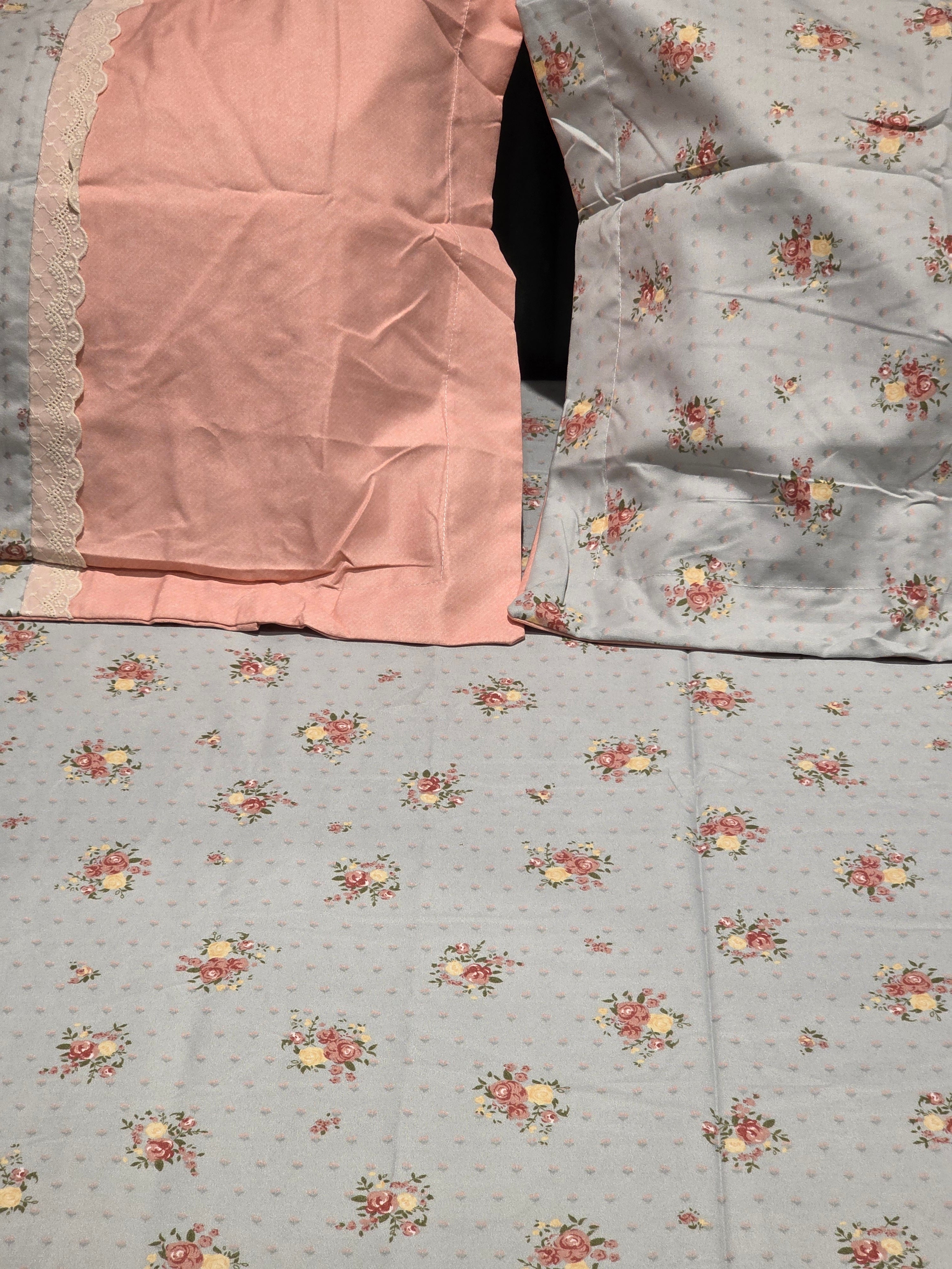 King Size Cotton Bedsheet Set with Hakoba Lace