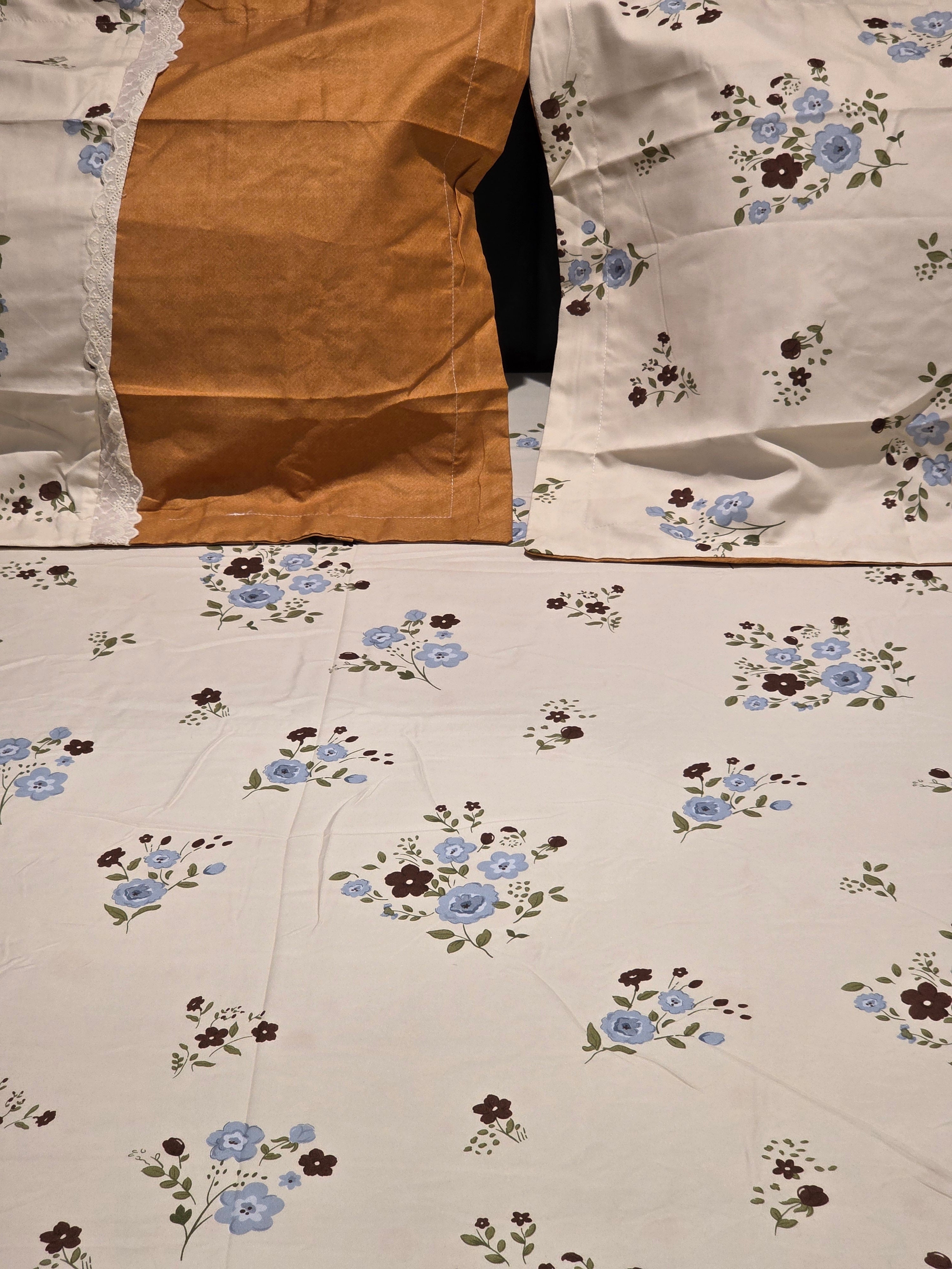 King Size Cotton Bedsheet Set with Hakoba Lace