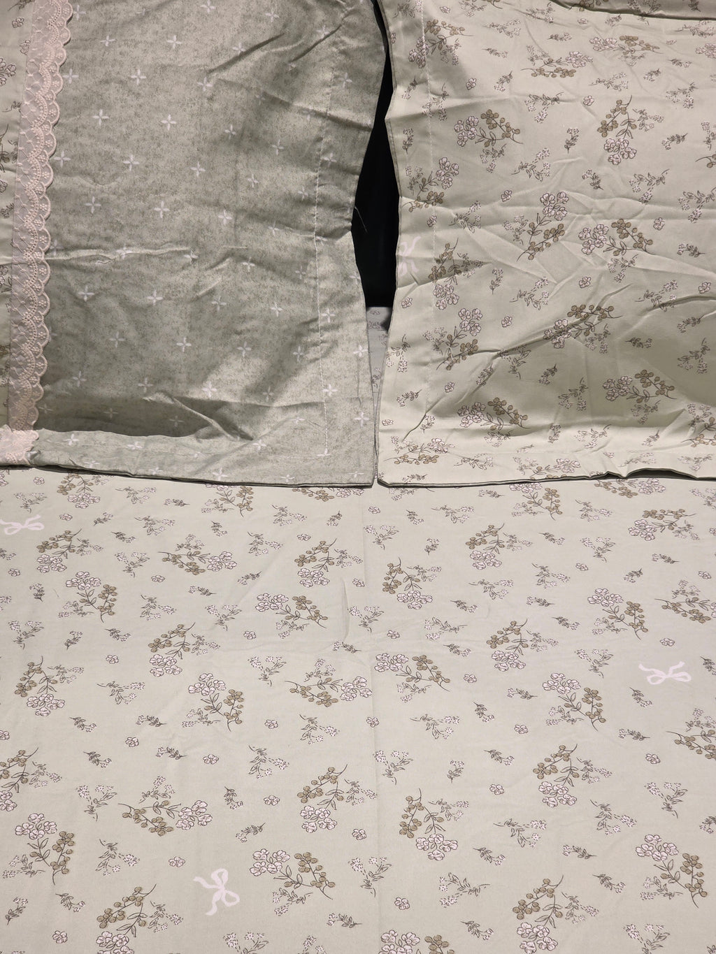 King Size Cotton Bedsheet Set with Hakoba Lace