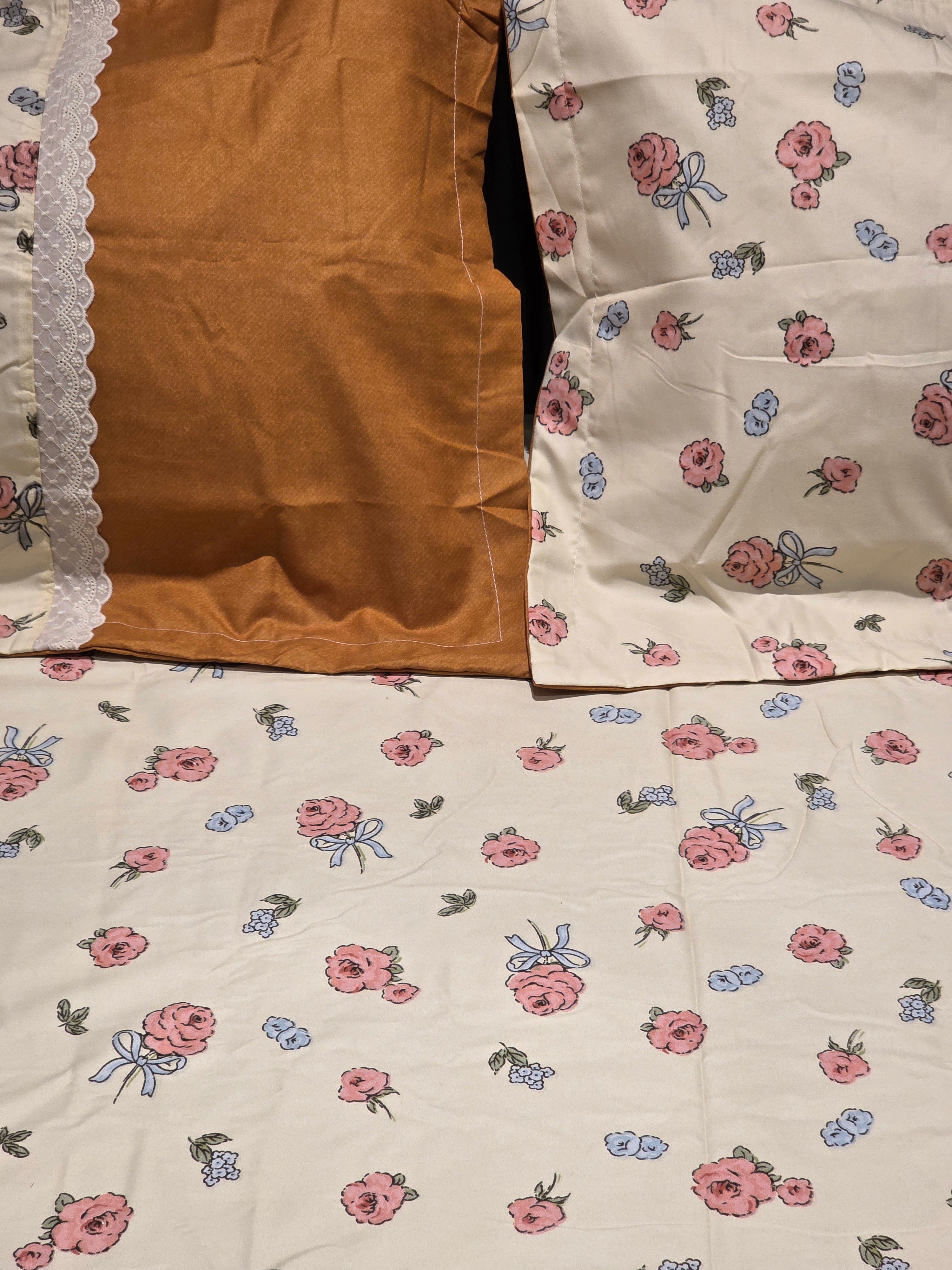 King Size Cotton Bedsheet Set with Hakoba Lace