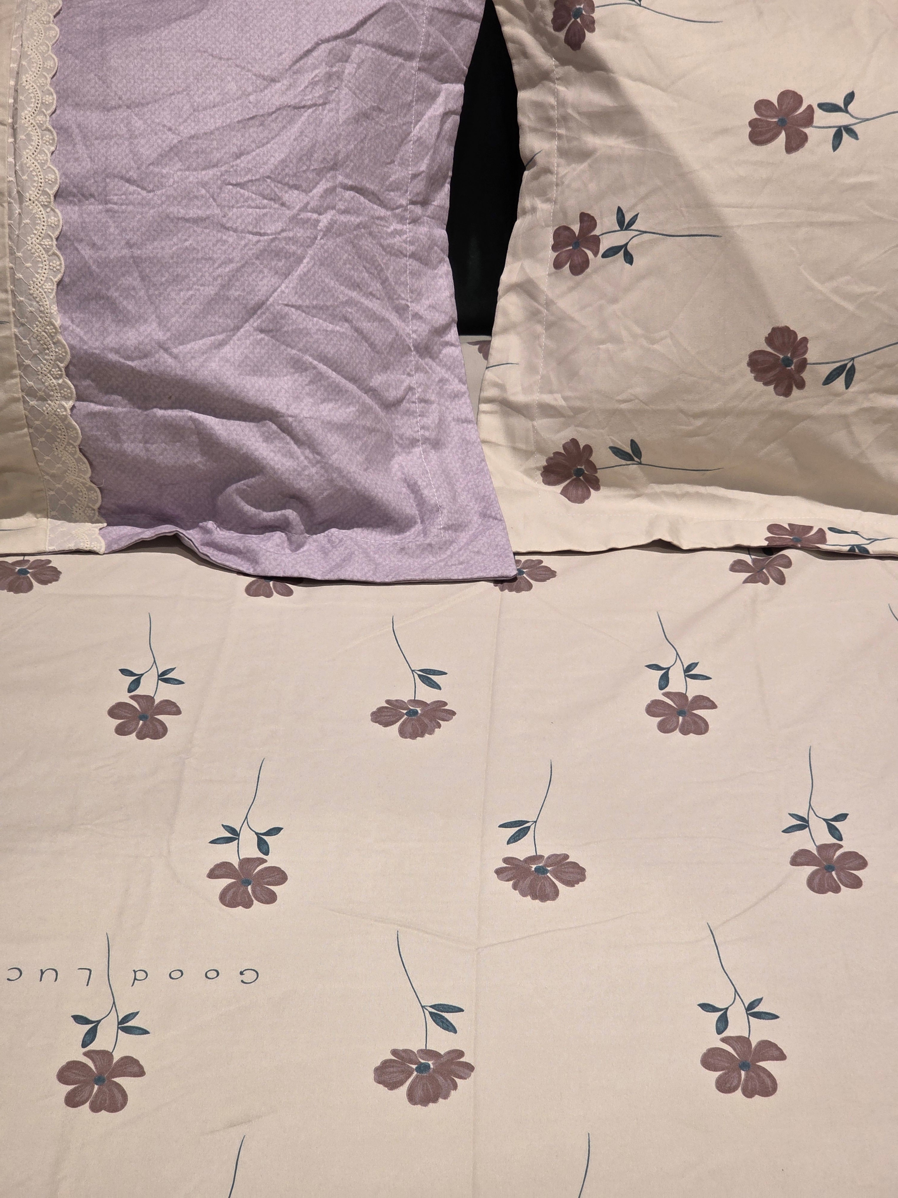 King Size Cotton Bedsheet Set with Hakoba Lace