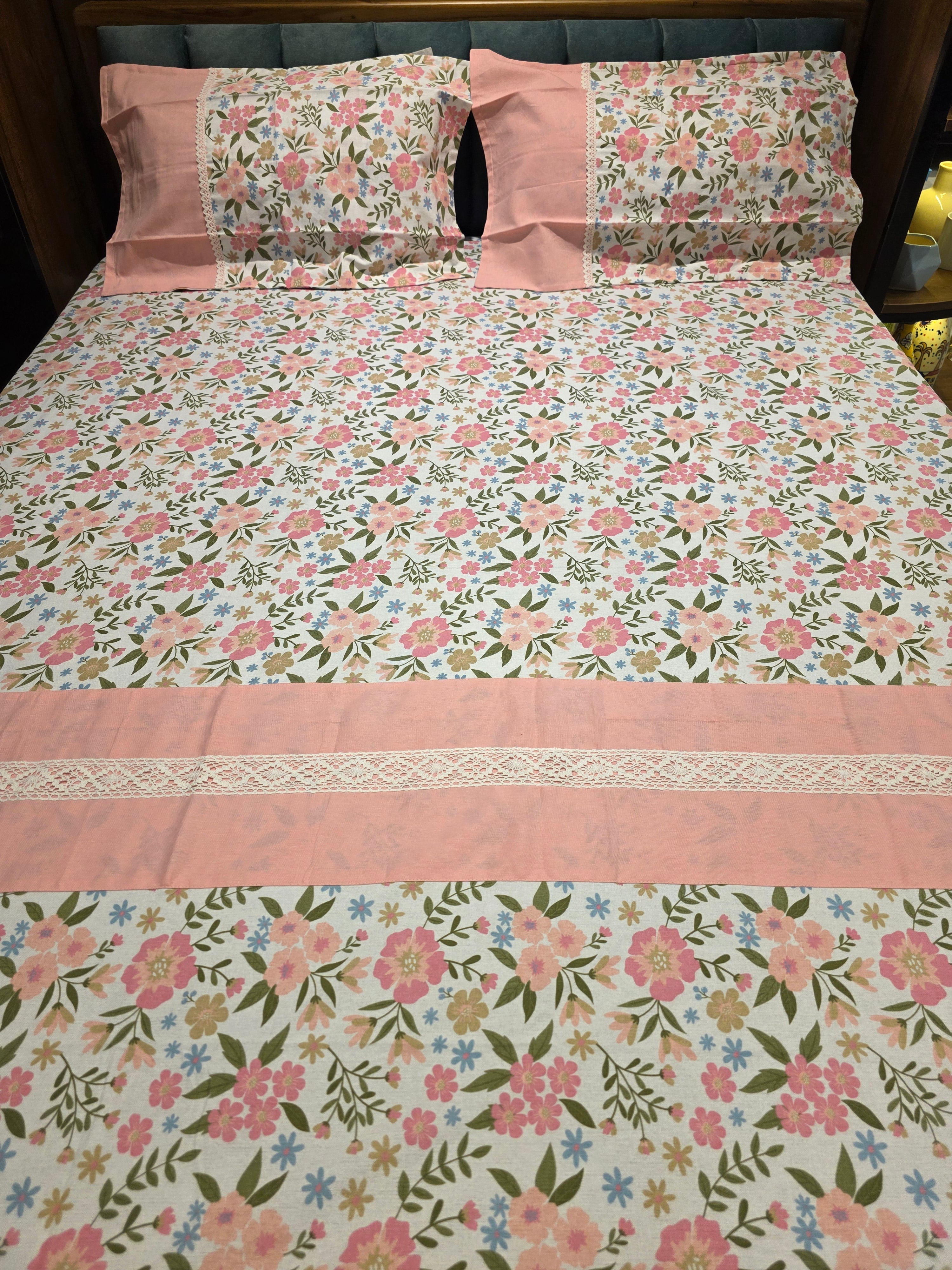 Floral Print Hakoba Lace Bedsheet
