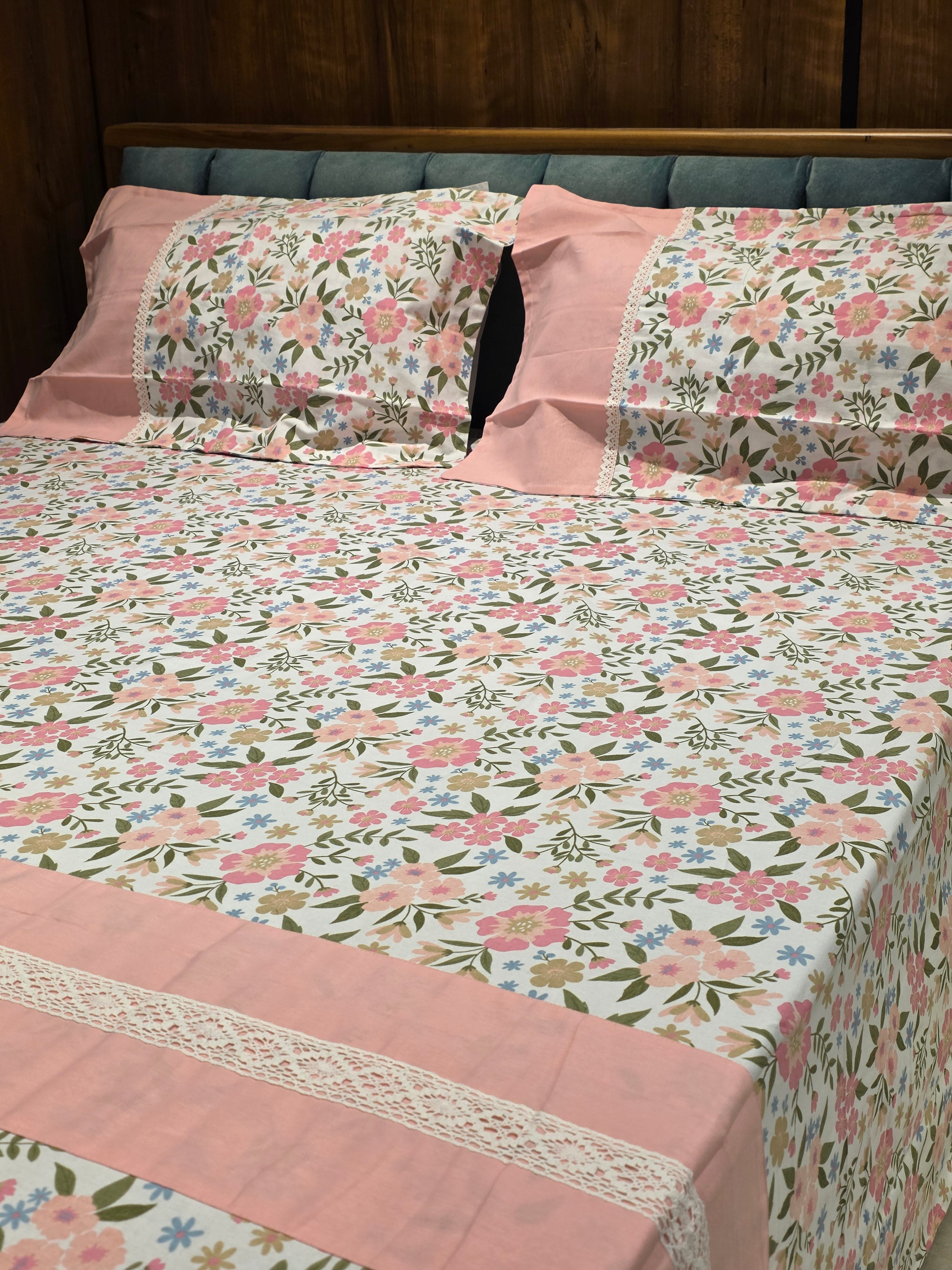Floral Print Hakoba Lace Bedsheet