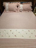 Gingham King Lace Bedsheet Set