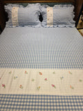 Gingham Queen Lace Bedsheet Set