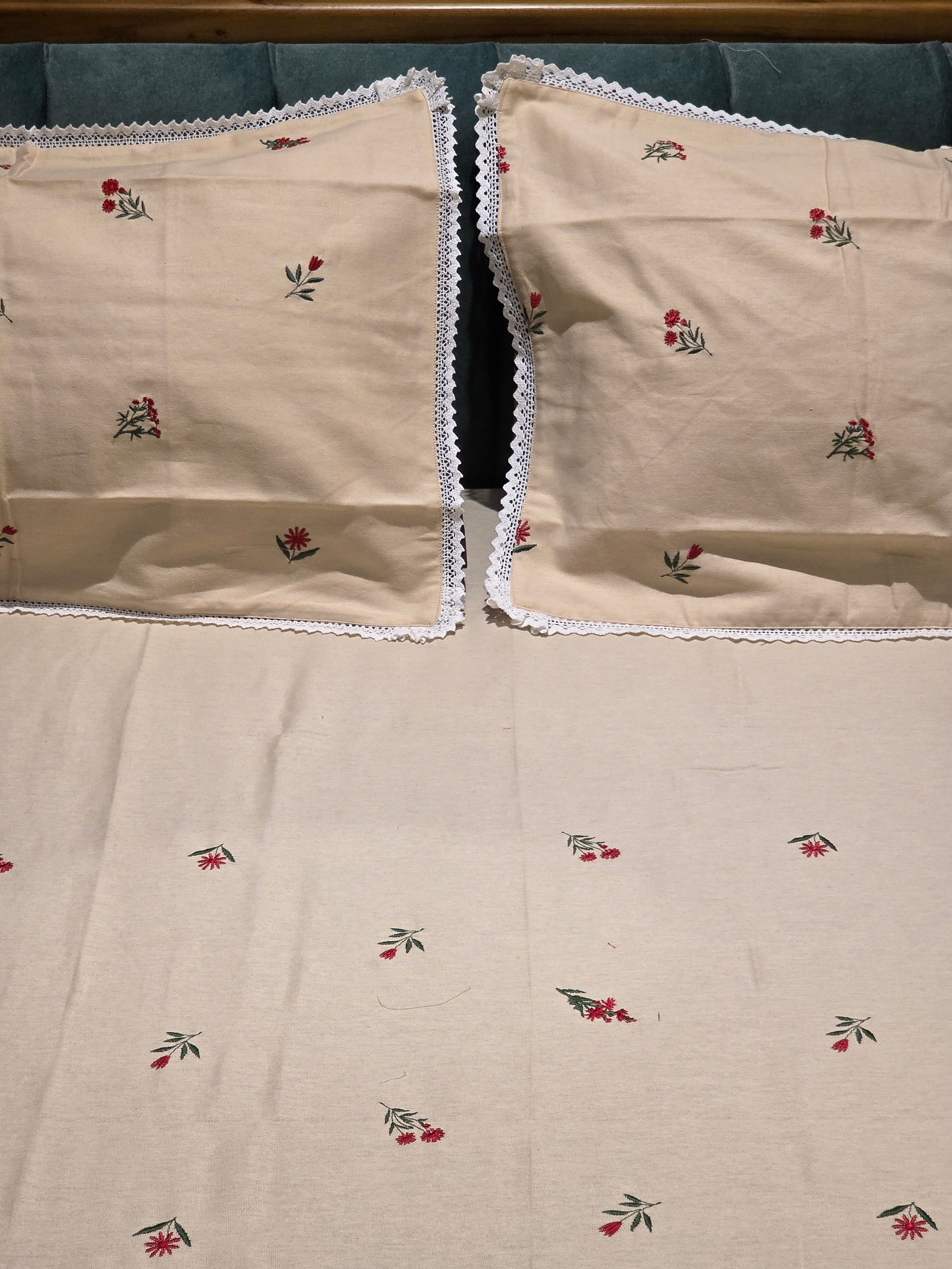 King Size Embroidered Lace Bedsheet Set