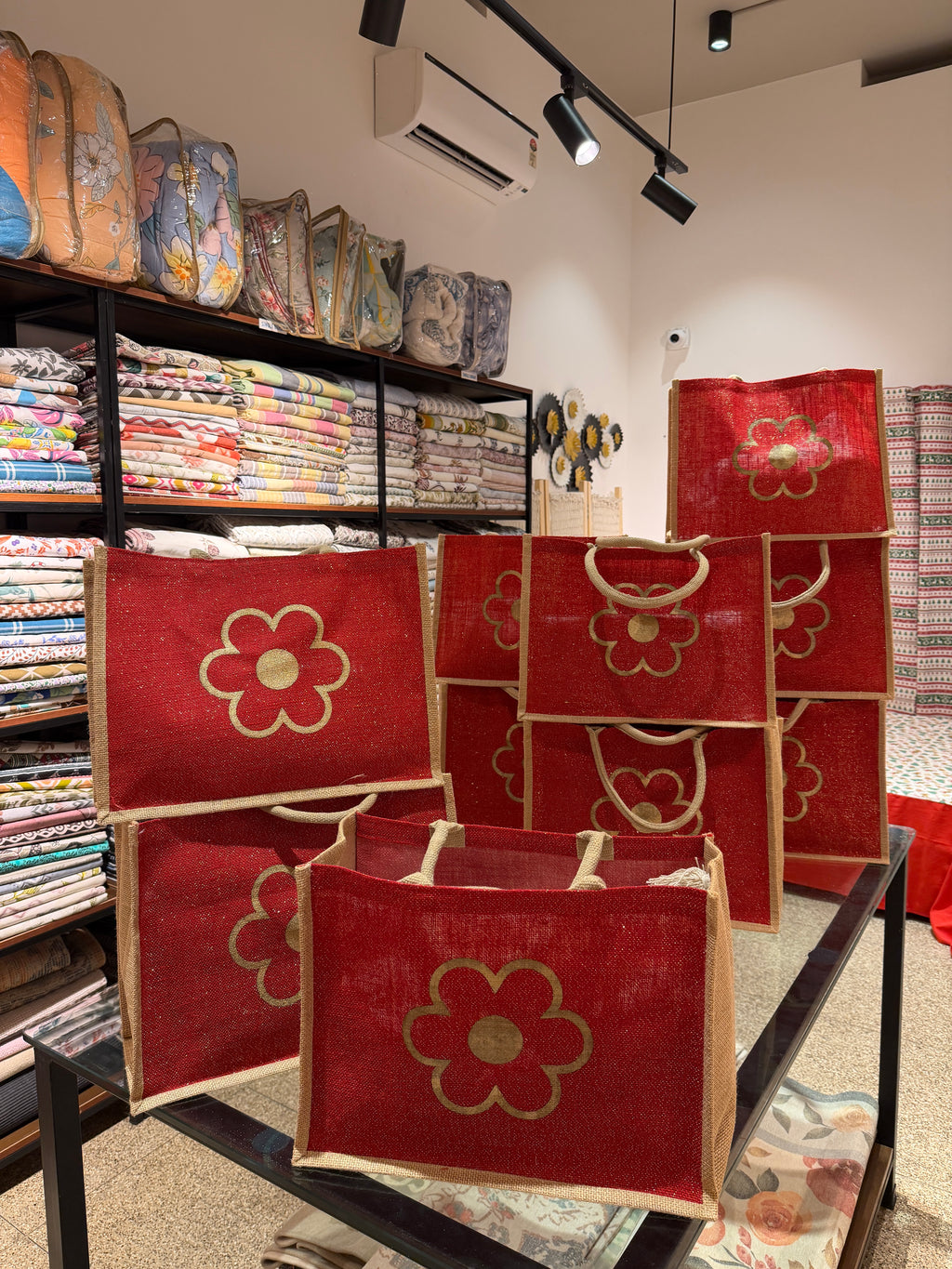 Christmas Themed Jute Bag Set of  10 Bags