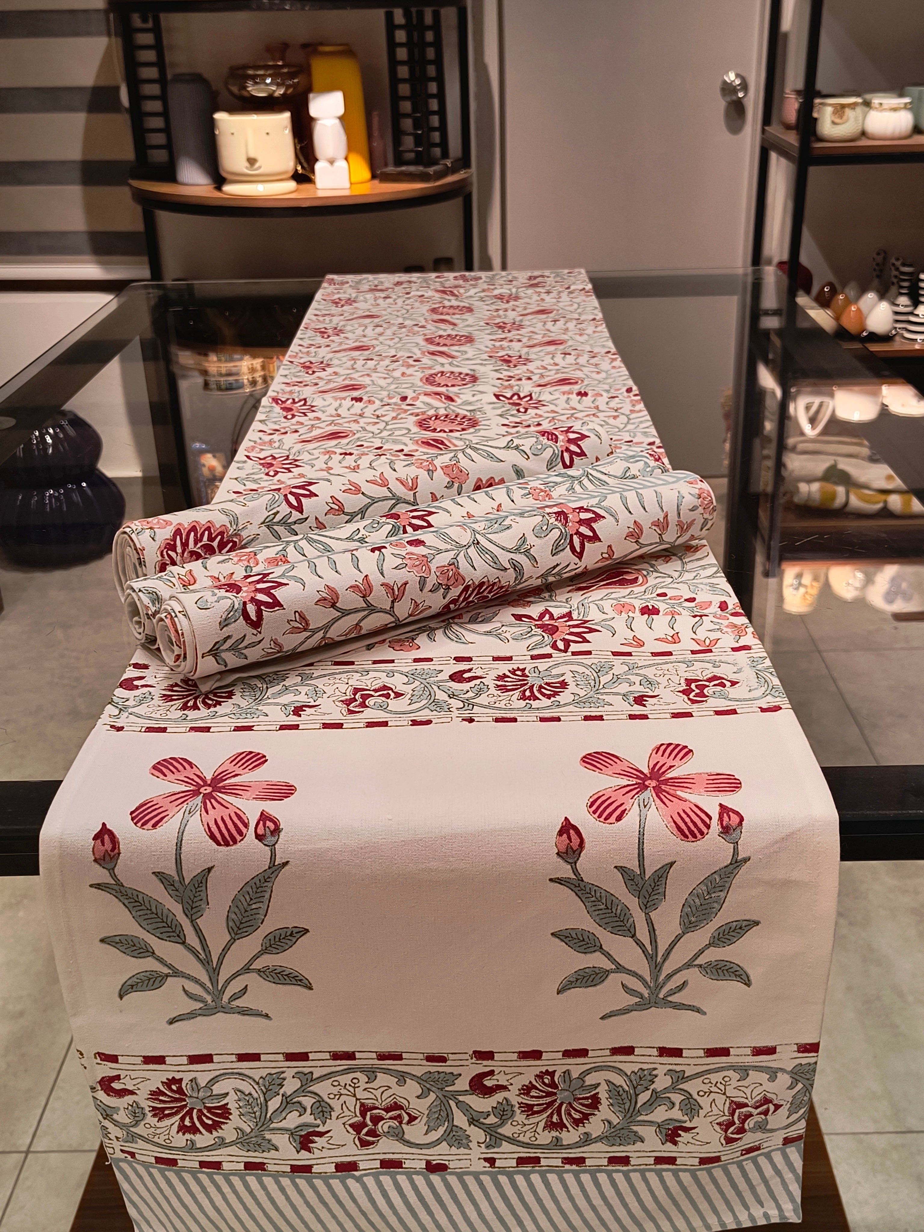 Hand Block Printed Table Runner Set