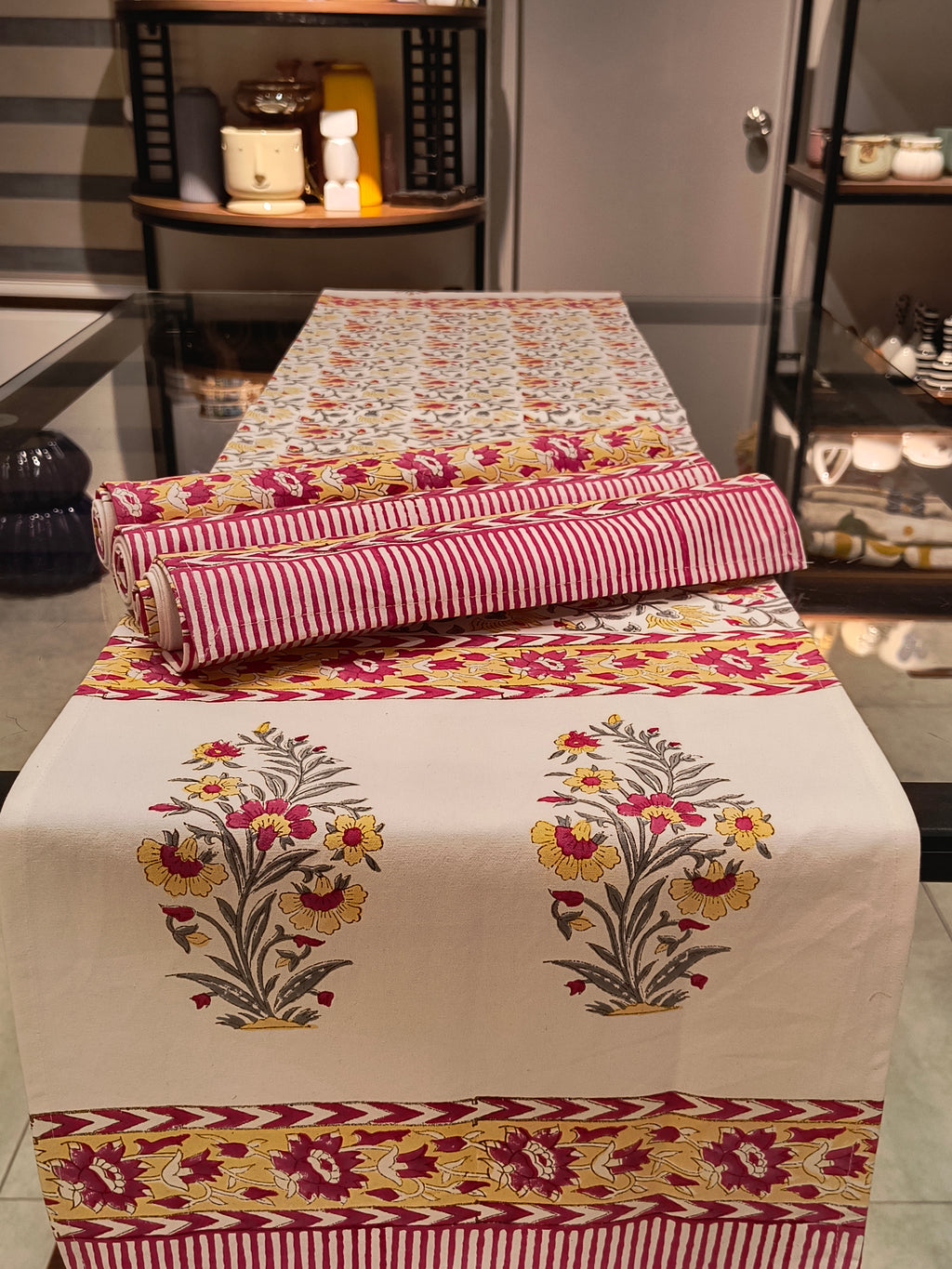Hand Block Printed Table Runner Set