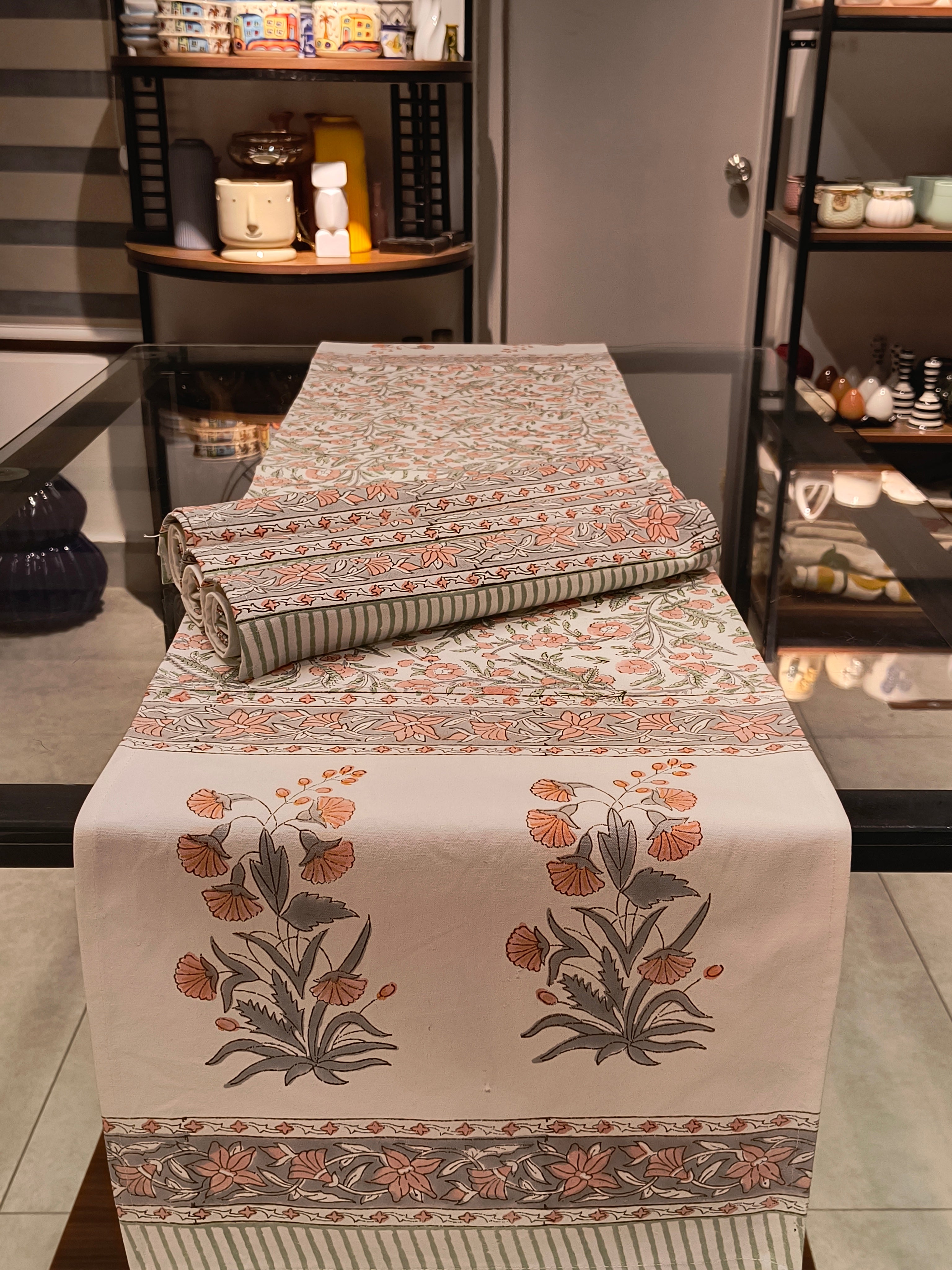 Hand Block Printed Table Runner Set