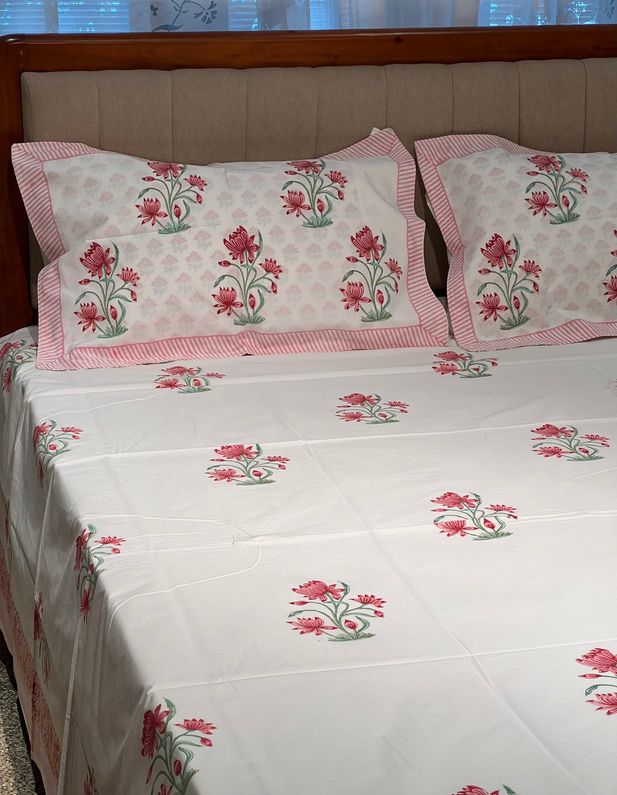 Hand Block Printed King Size Bedsheet