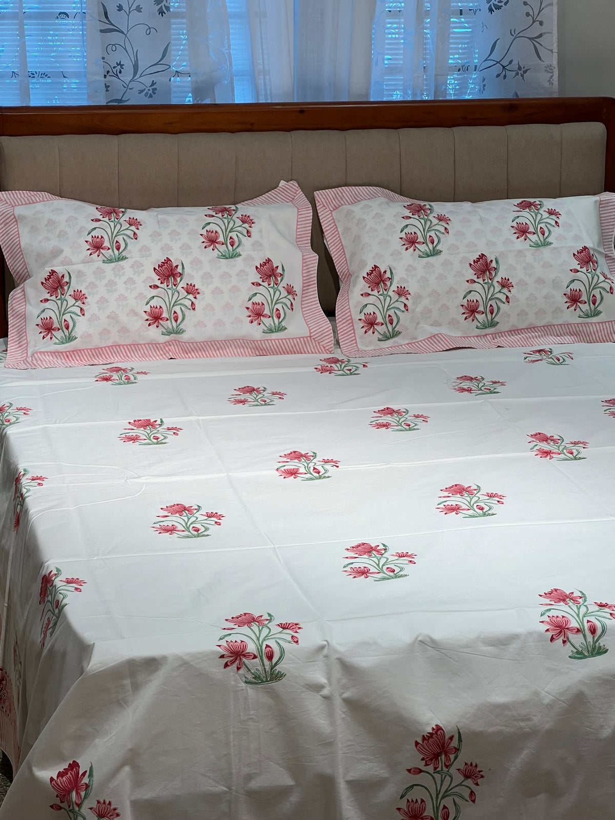 Hand Block Printed King Size Bedsheet