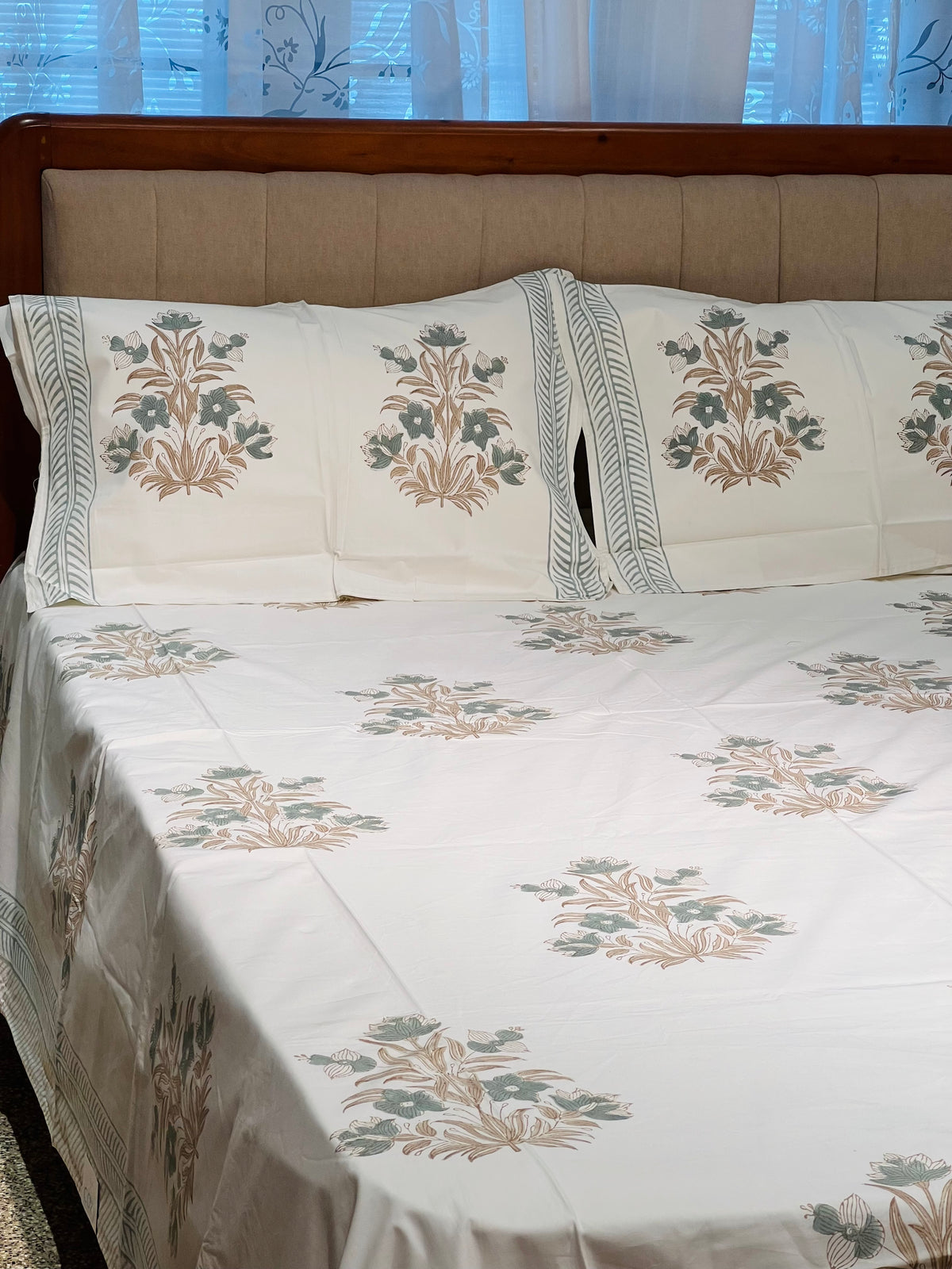 Hand Block Printed King Size Bedsheet