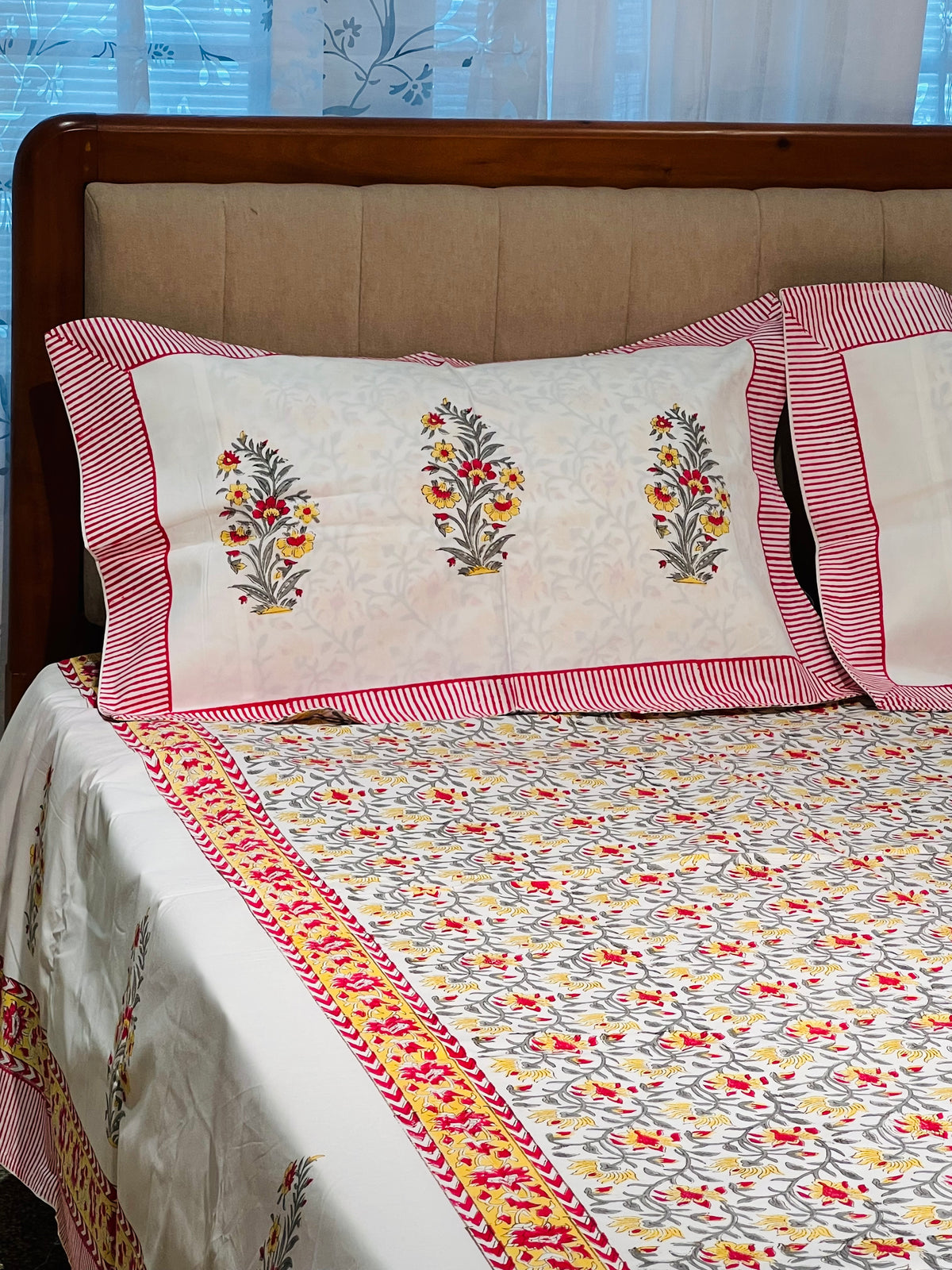 Hand Block Printed King Size Bedsheet